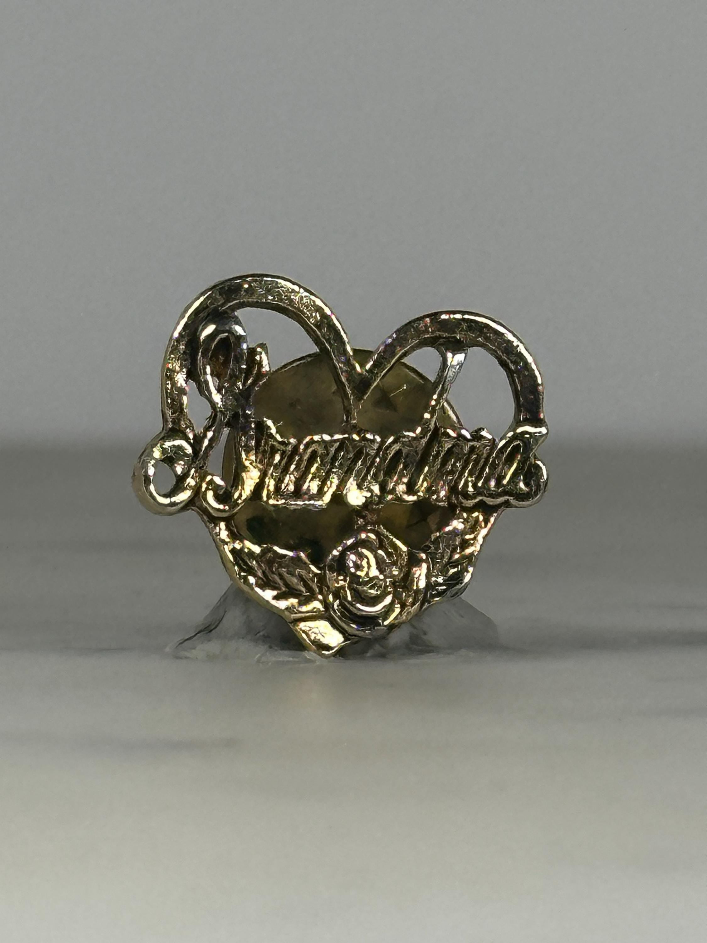 Grandma Heart Lapel Pin: Gold Tone Floral - Vintage Keepsake Accessory