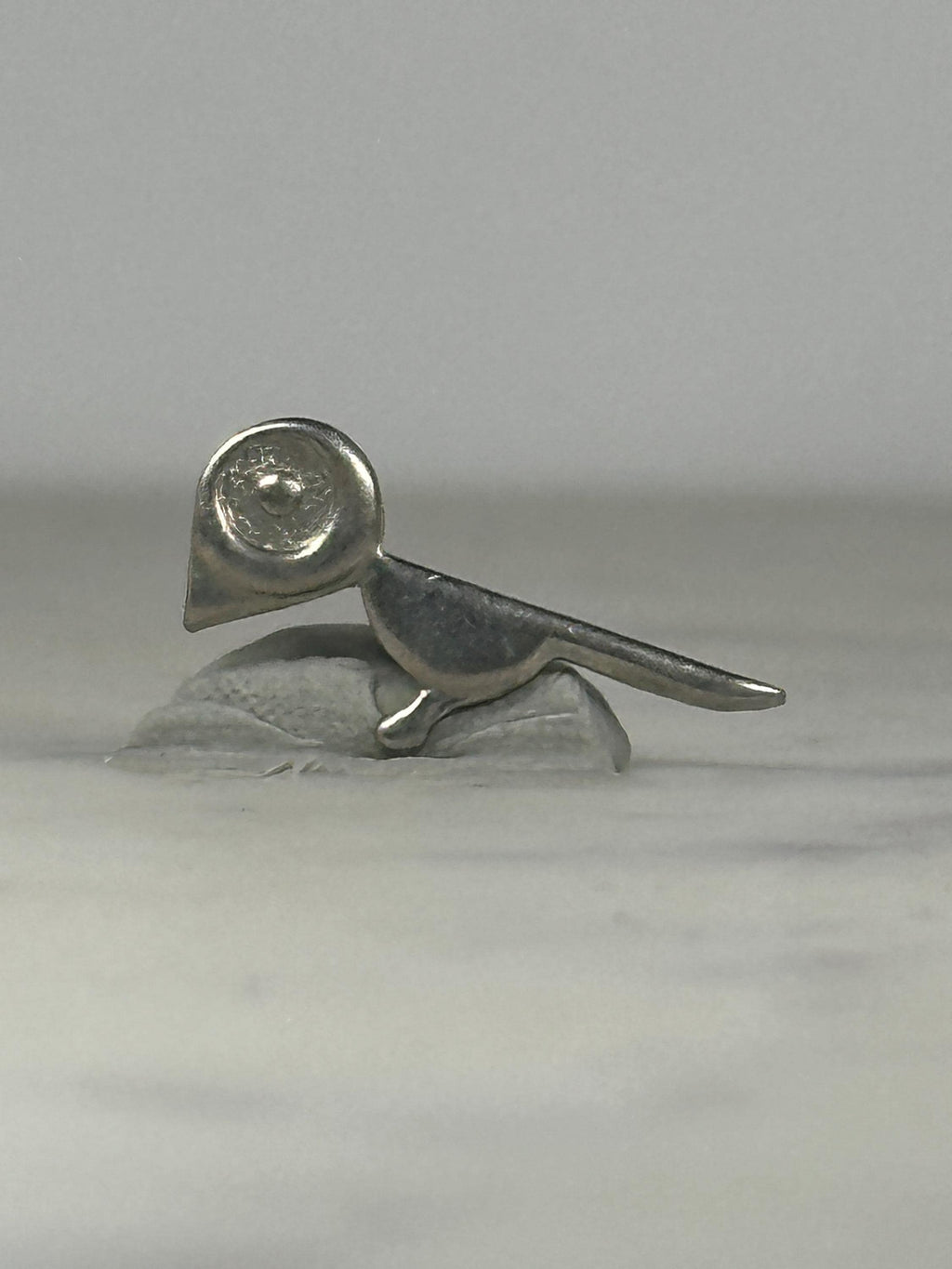 Minimalist Bird Lapel Pin: Silver Tone Metal - Mid Century Modern Accessory