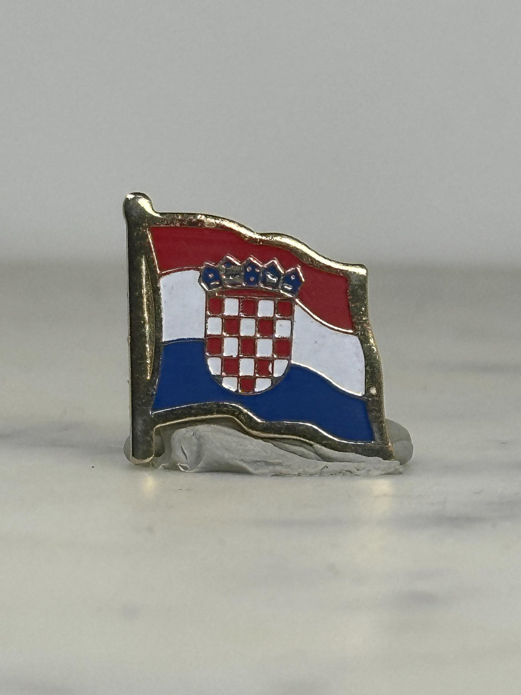 Croatia Flag Enamel Pin: Gold Trim Red White Blue - Patriotic Accessory