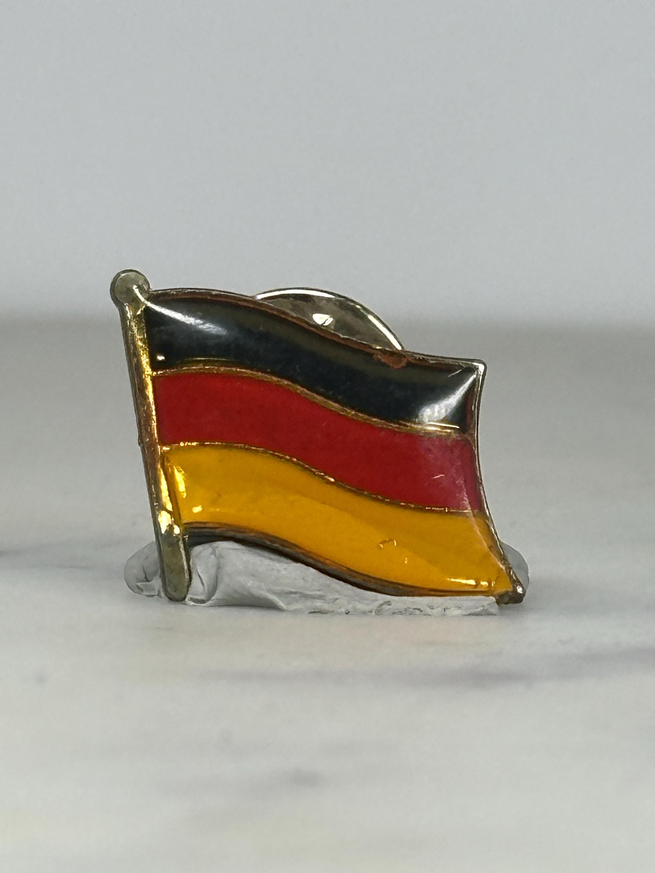Germany Flag Enamel Pin: Gold Trim 3-Color - Vintage Travel Accessory