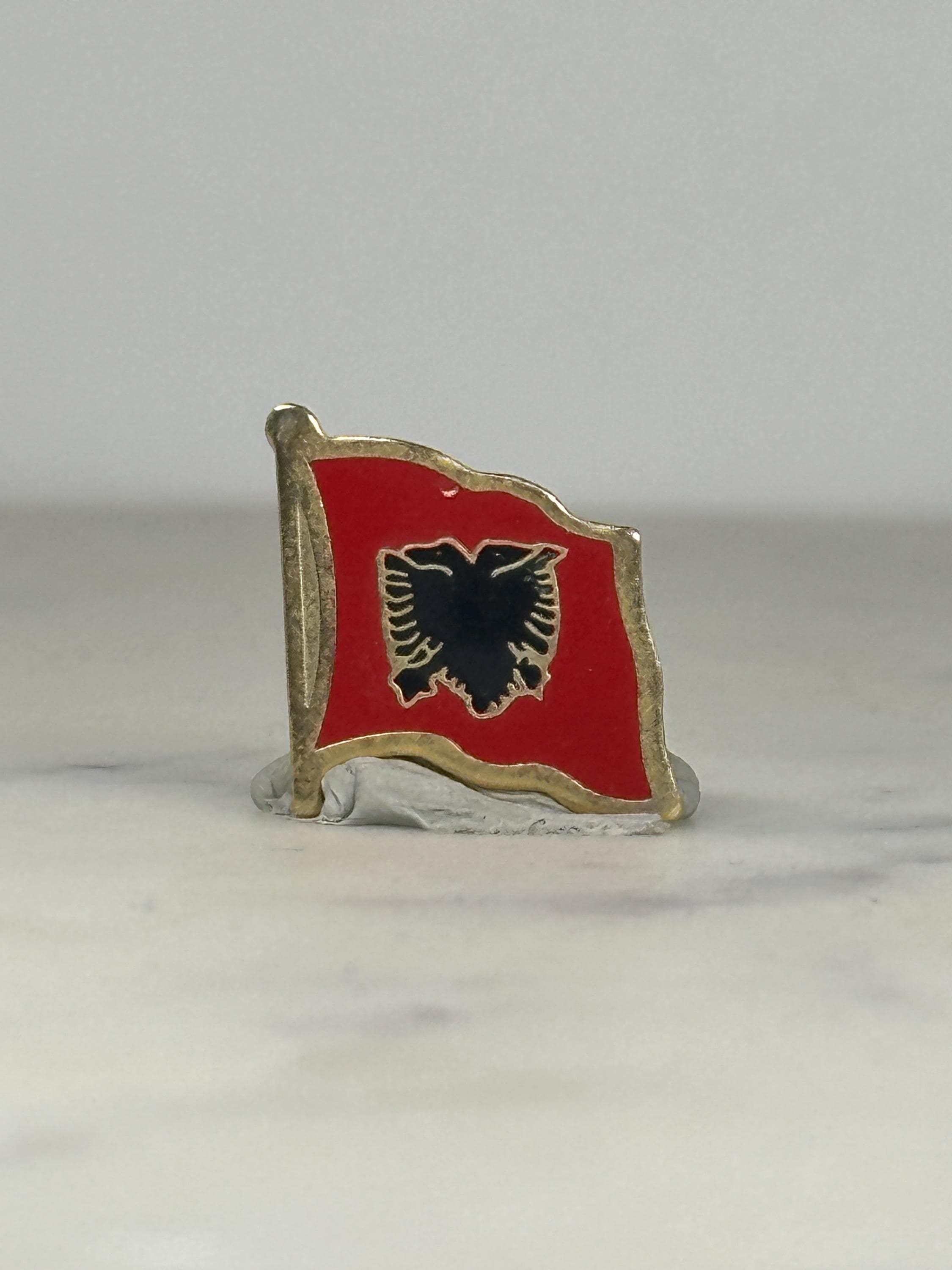Albania Flag Enamel Pin: Red & Black Gold Trim - Patriotic Accessory