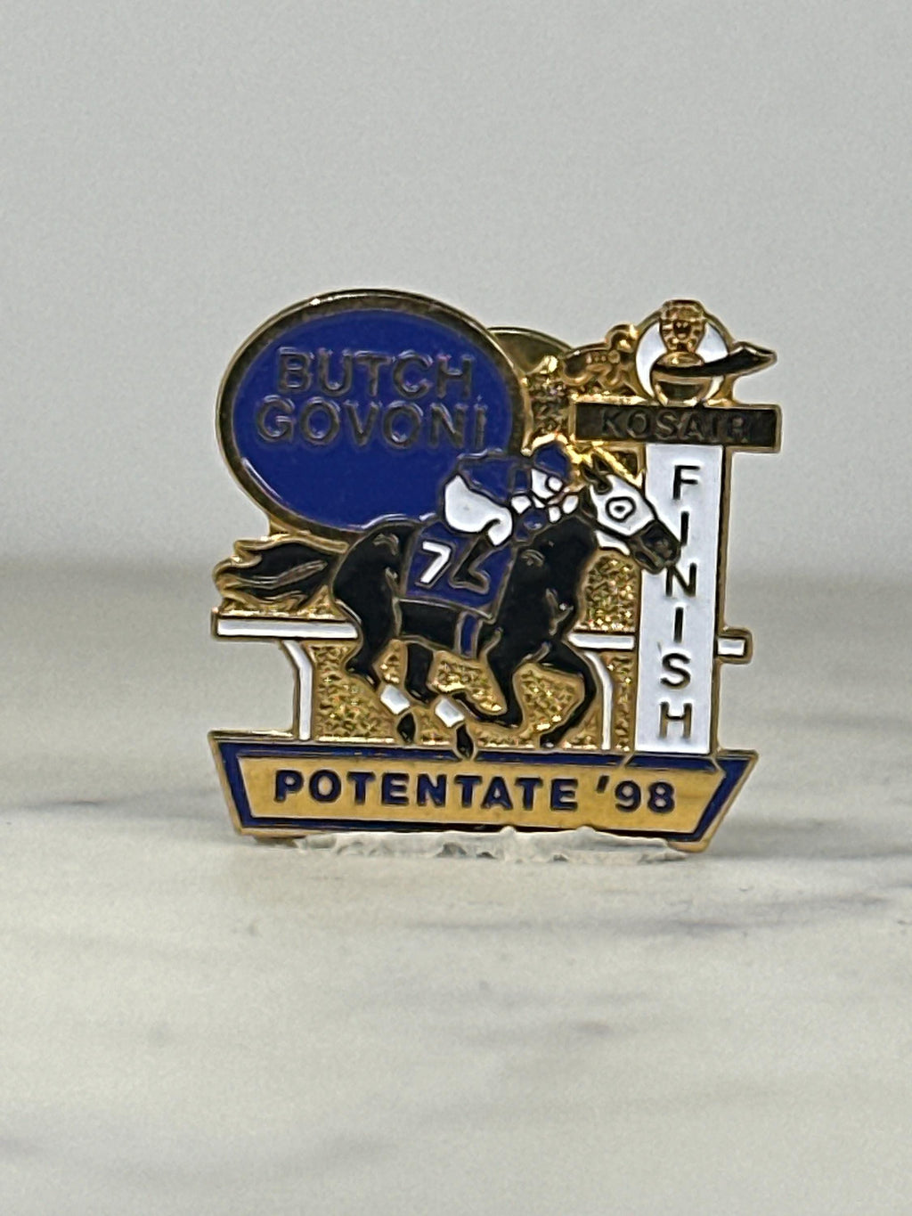 1998 Kosair Shriners Pin – Butch Govoni Potentate Horse Racing Enamel Badge
