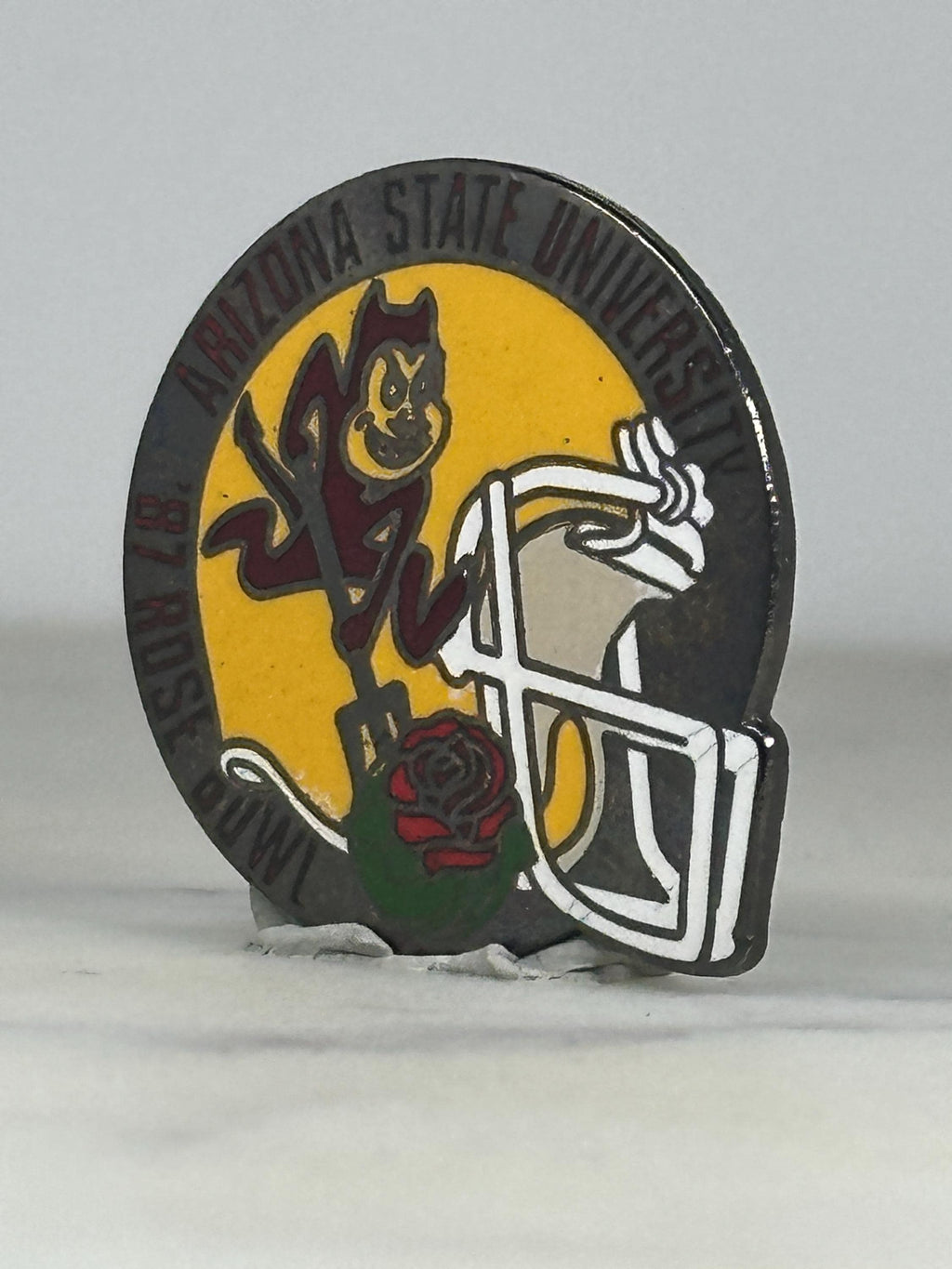 Arizona State Rose Bowl Pin: Maroon Gold Enamel - 1987 College Accessory
