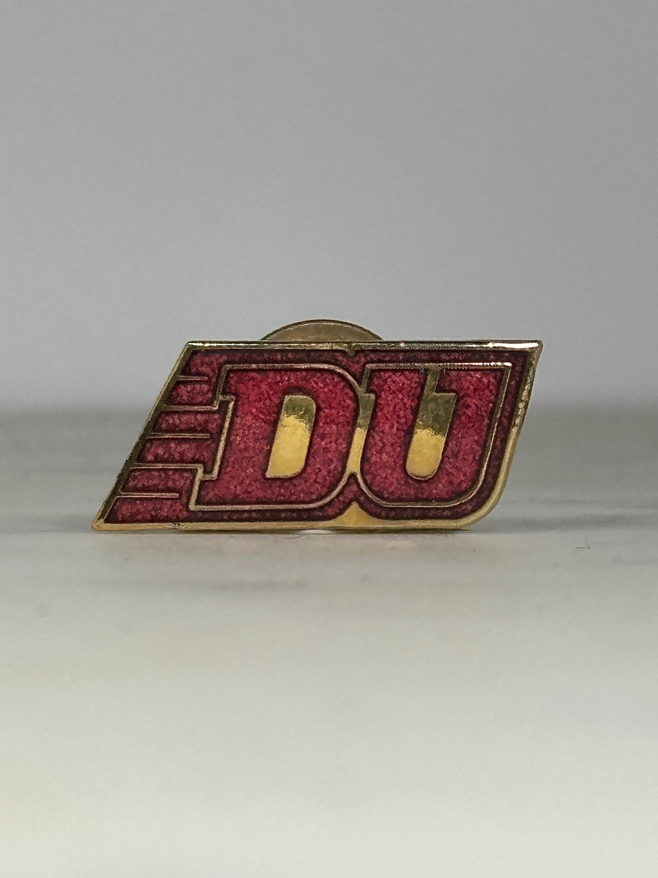 Vintage University of Denver DU Lapel Pin – Red & Gold Enamel Denver Pioneers College Logo Pin