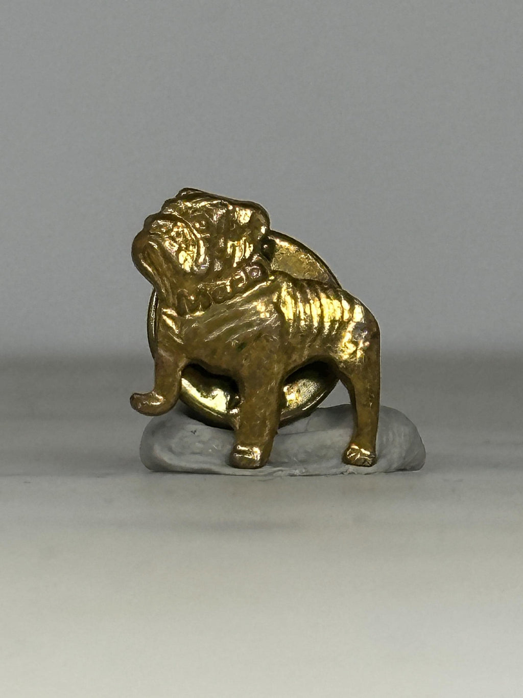 Bulldog Lapel Pin: Gold Tone Metal - Vintage Animal Accessory