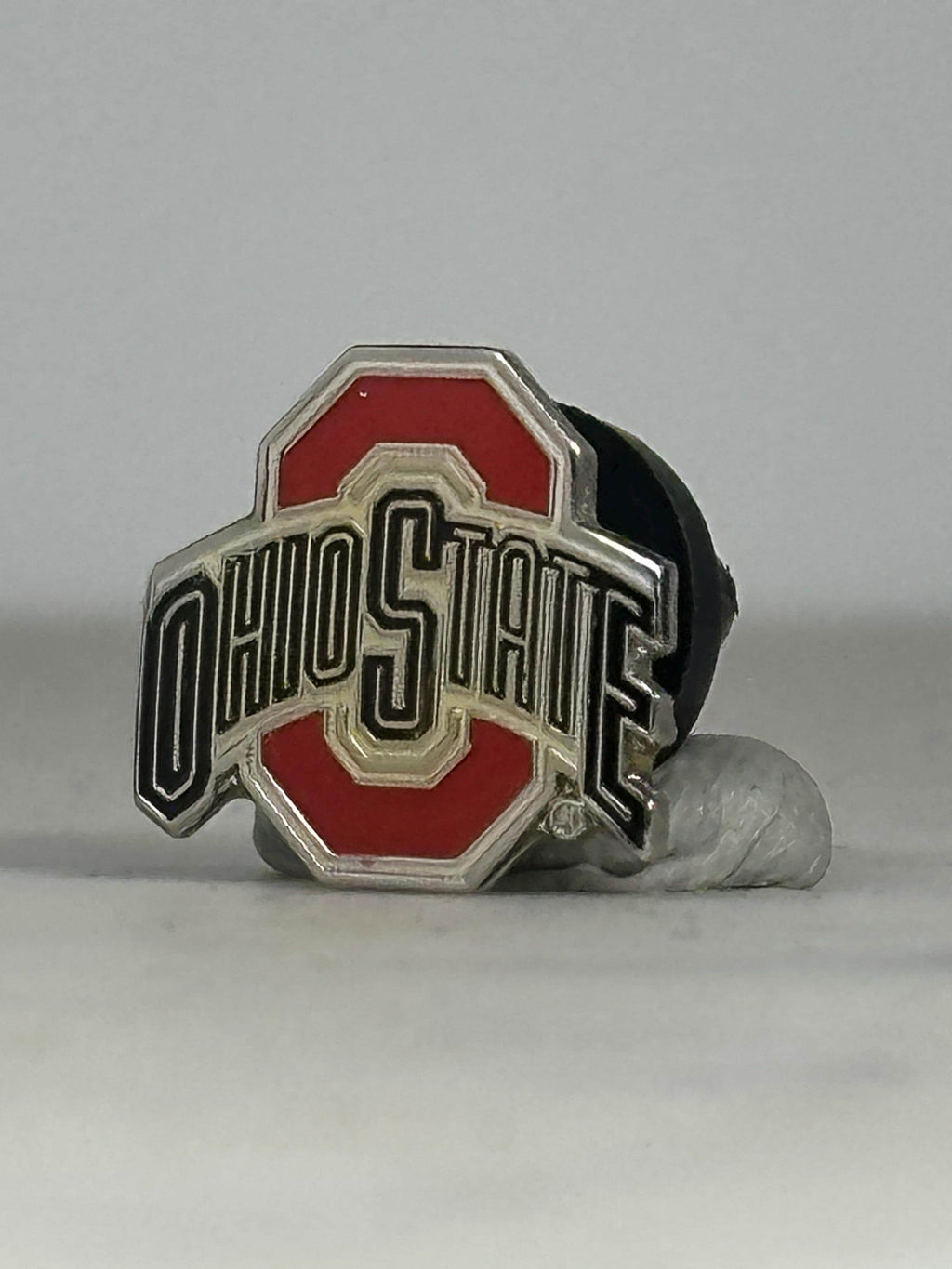Ohio State Enamel Pin: Red & Silver Logo - Vintage College Accessory