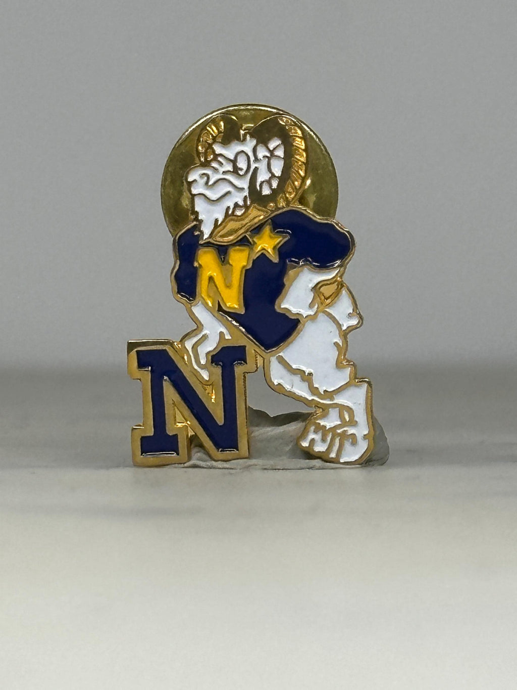 Navy Goat Mascot Enamel Pin: Gold & Blue Finish - Military Accessory