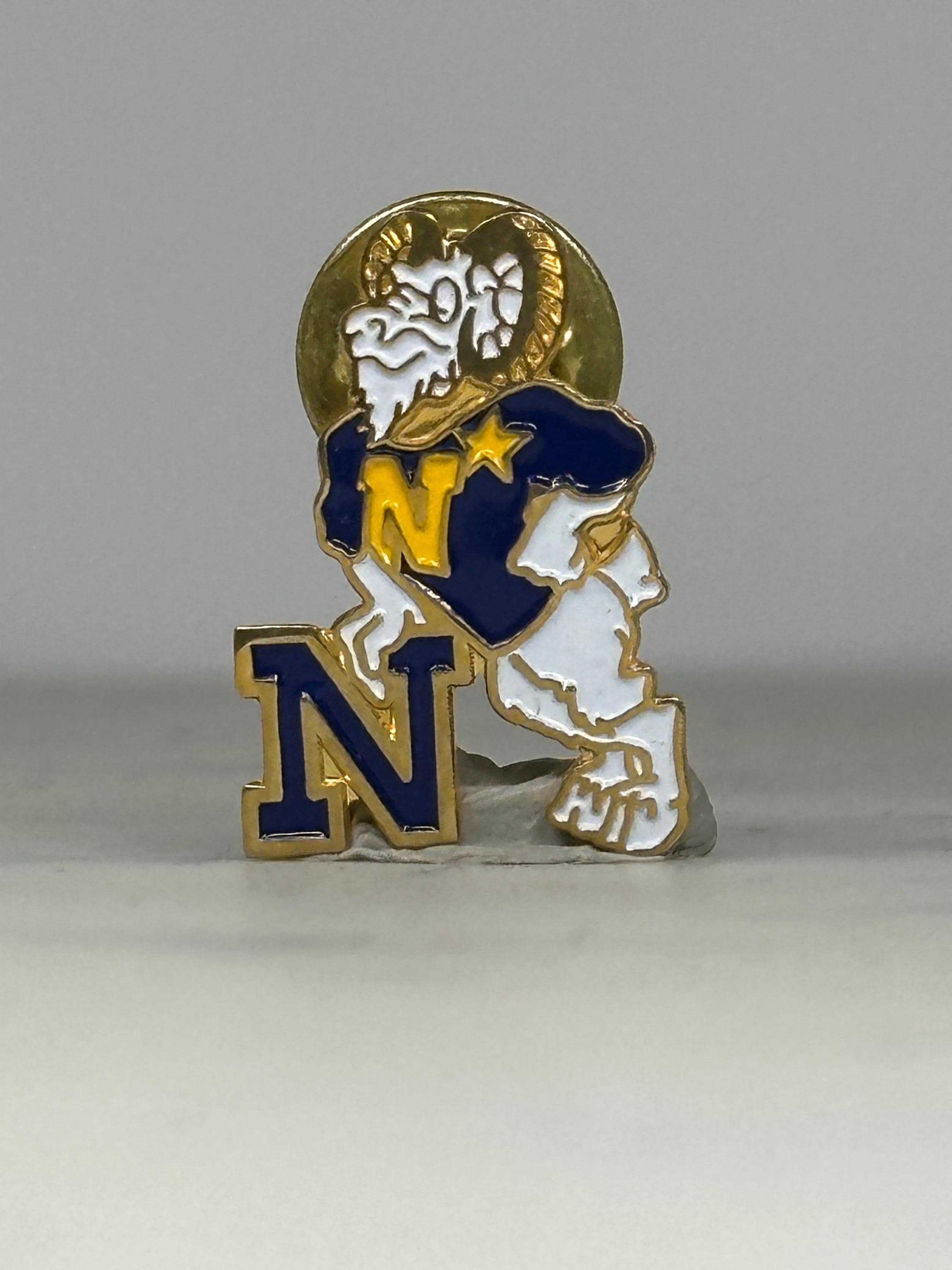 Navy Goat Mascot Enamel Pin: Gold & Blue Finish - Military Accessory