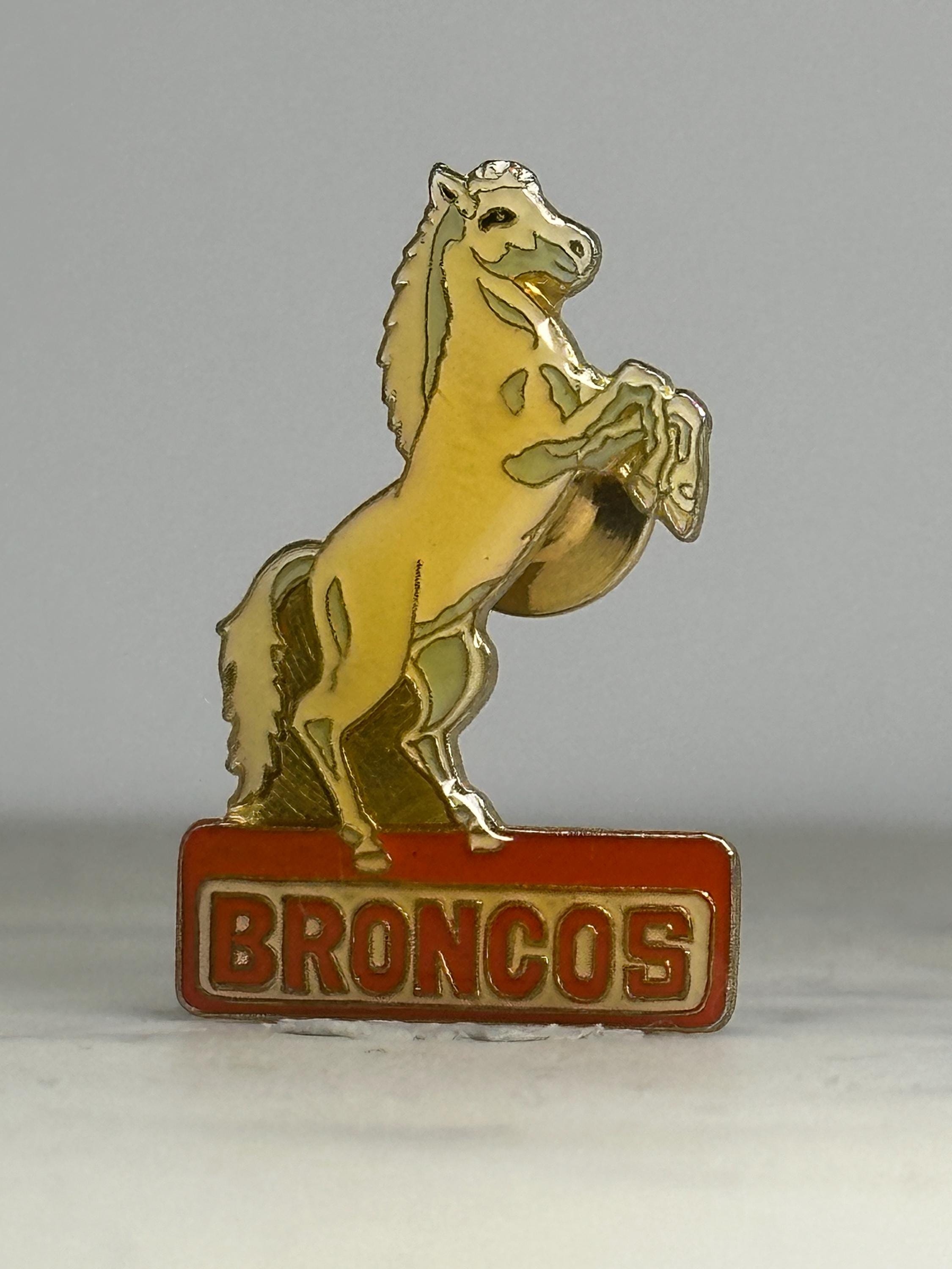 NFL Broncos Horse Enamel Pin: Gold & Red Finish - Vintage Sports Accessory