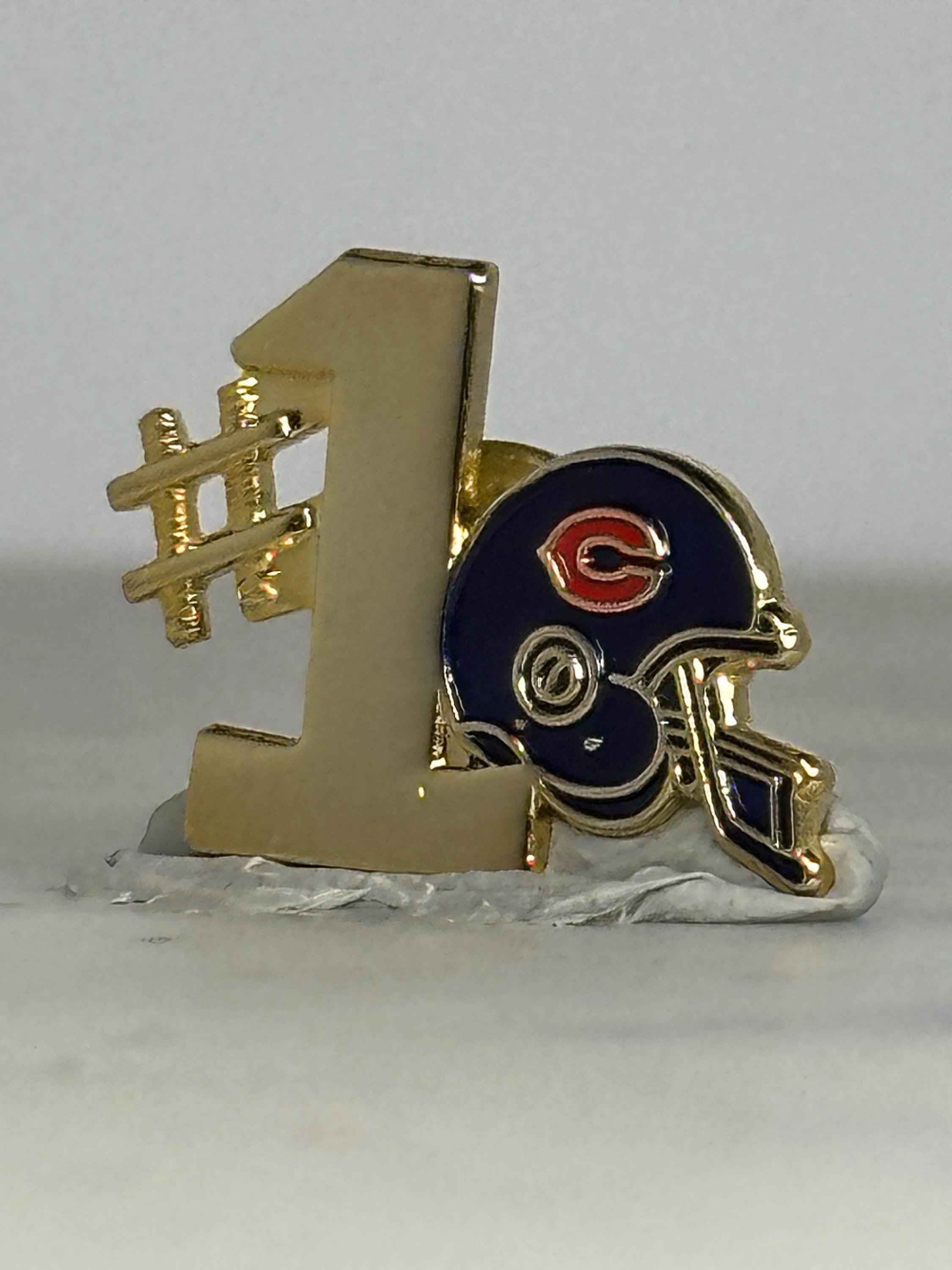 Chicago Bears Football Pin: Gold & Navy Enamel - Vintage Sports Accessory