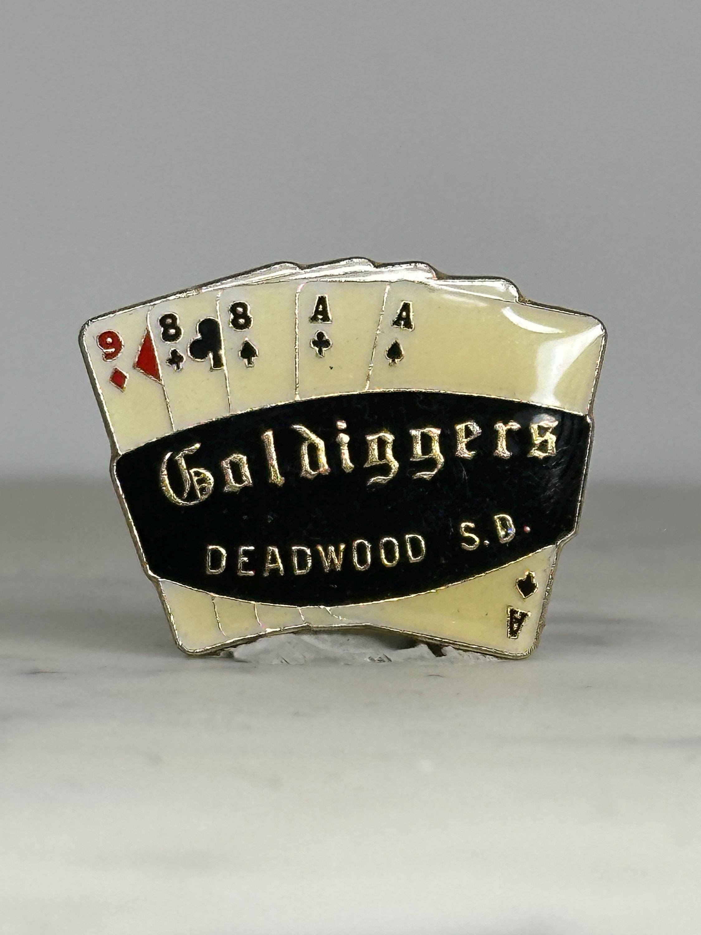 Golddiggers Deadwood SD Pin: Playing Card Style - Vintage Souvenir Accessory