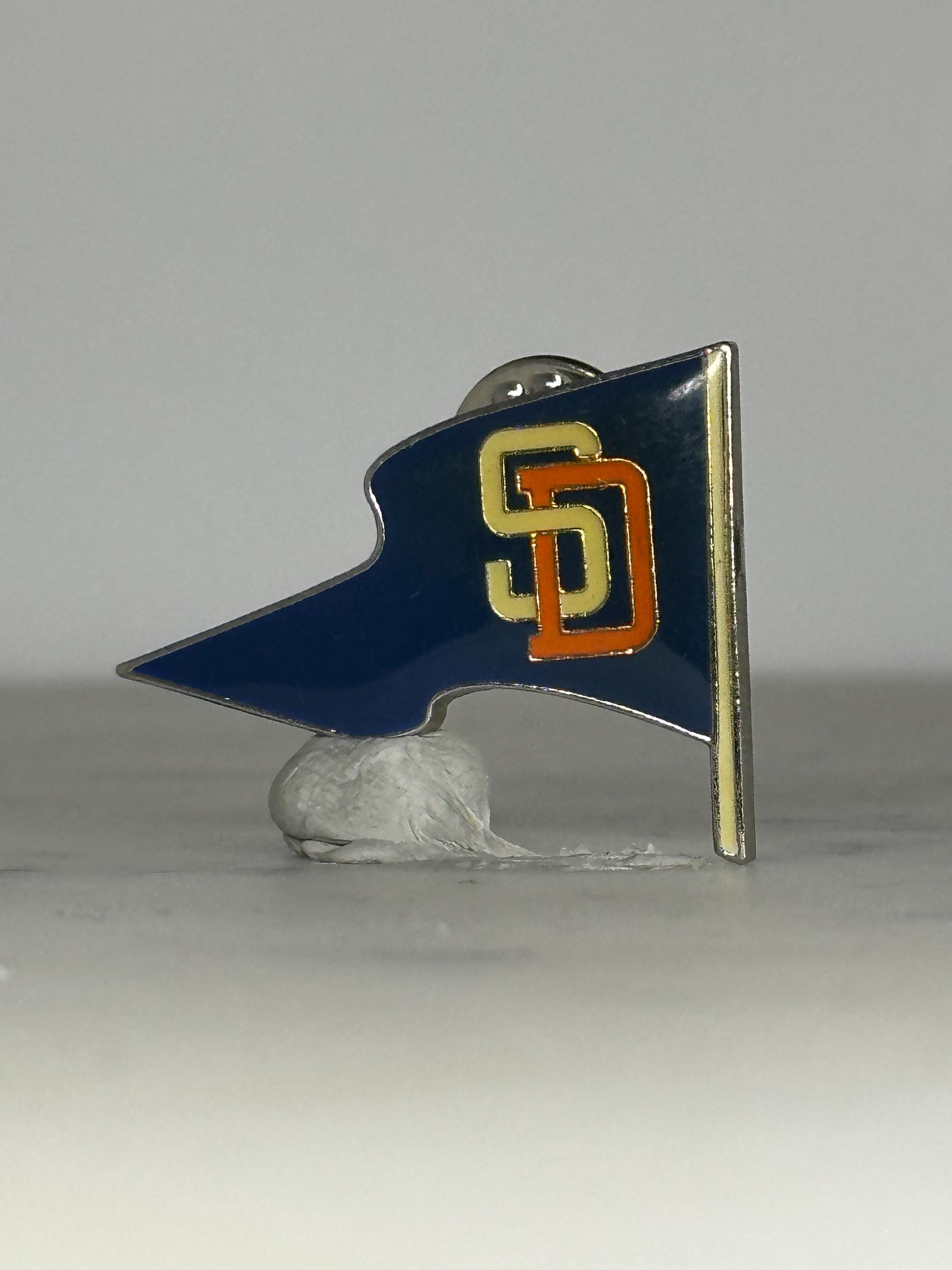 San Diego Padres Pennant Pin: Navy Enamel - Vintage Sports Accessory