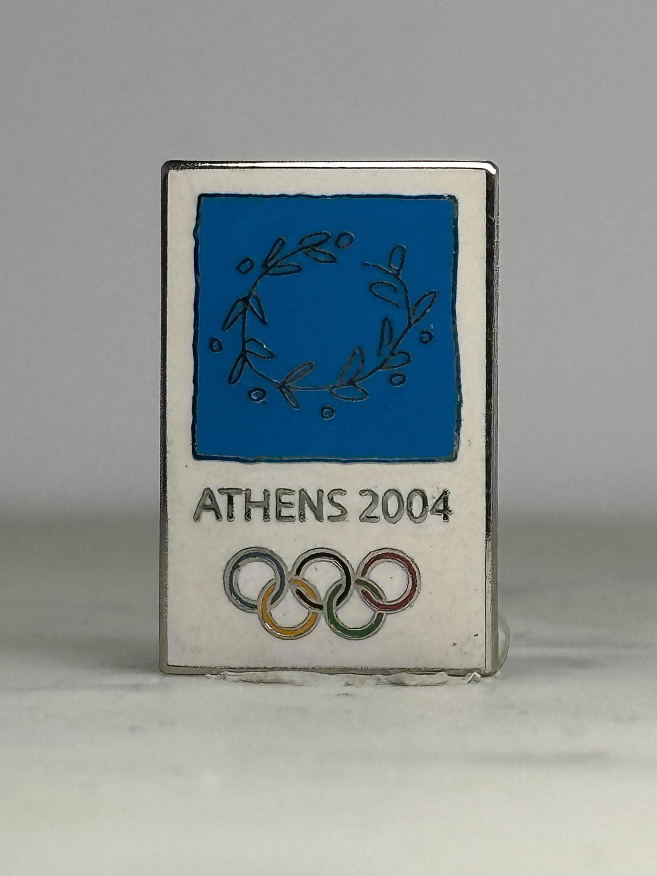 Athens 2004 Olympic Pin: Silver & Blue Enamel - Sports Memorabilia Accessory