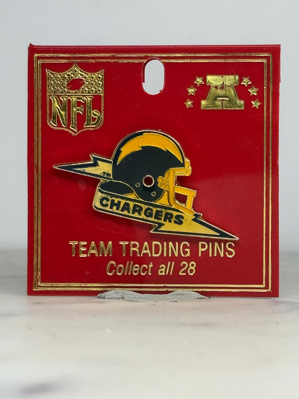 NFL Chargers Enamel Pin: Gold & Navy Helmet - Vintage Sports Accessory