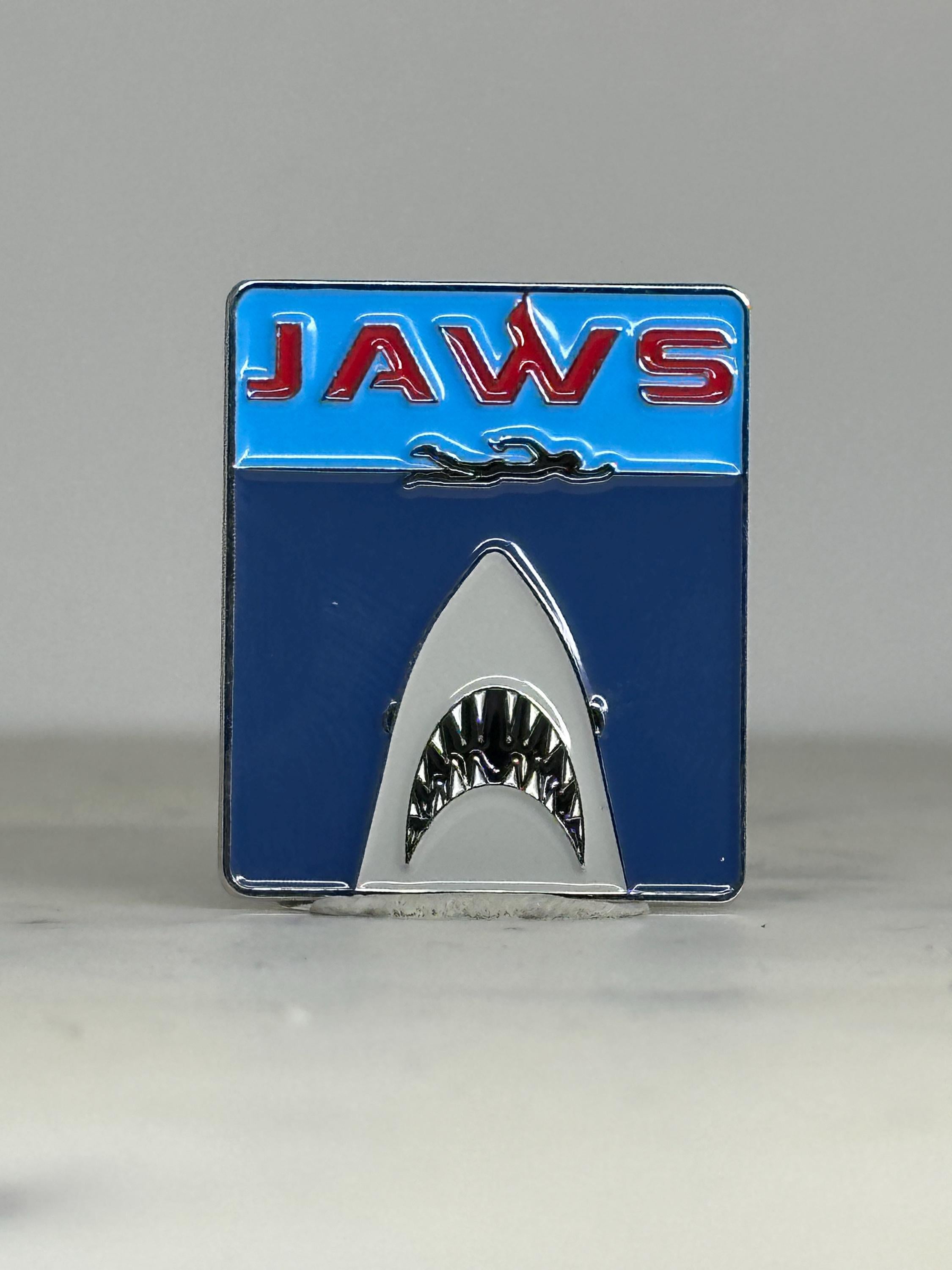 Jaws Enamel Pin: Blue Silver Finish - Movie Collectible Accessory