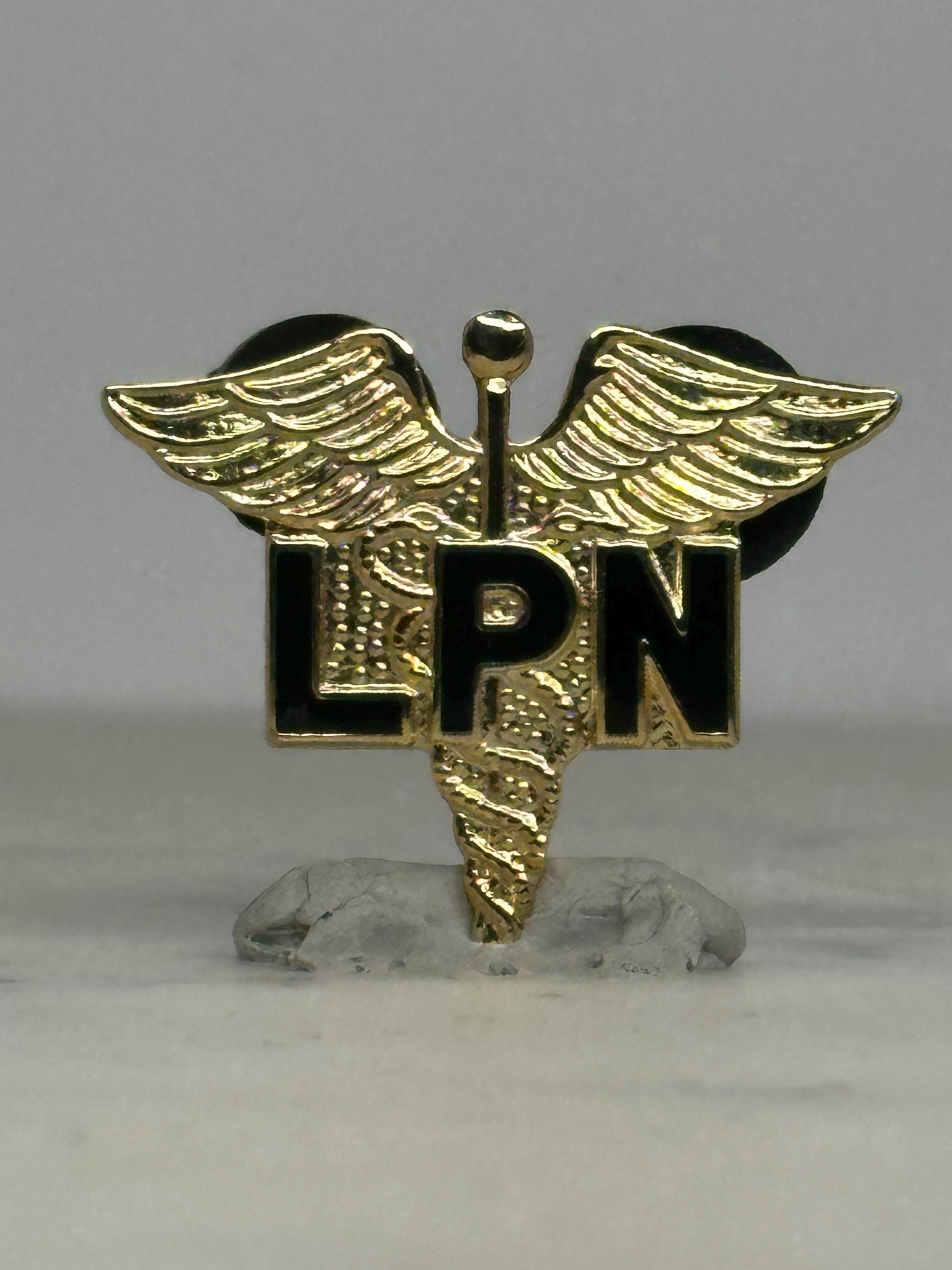 LPN Caduceus Enamel Pin: Gold & Black Finish - Medical Occupation Accessory
