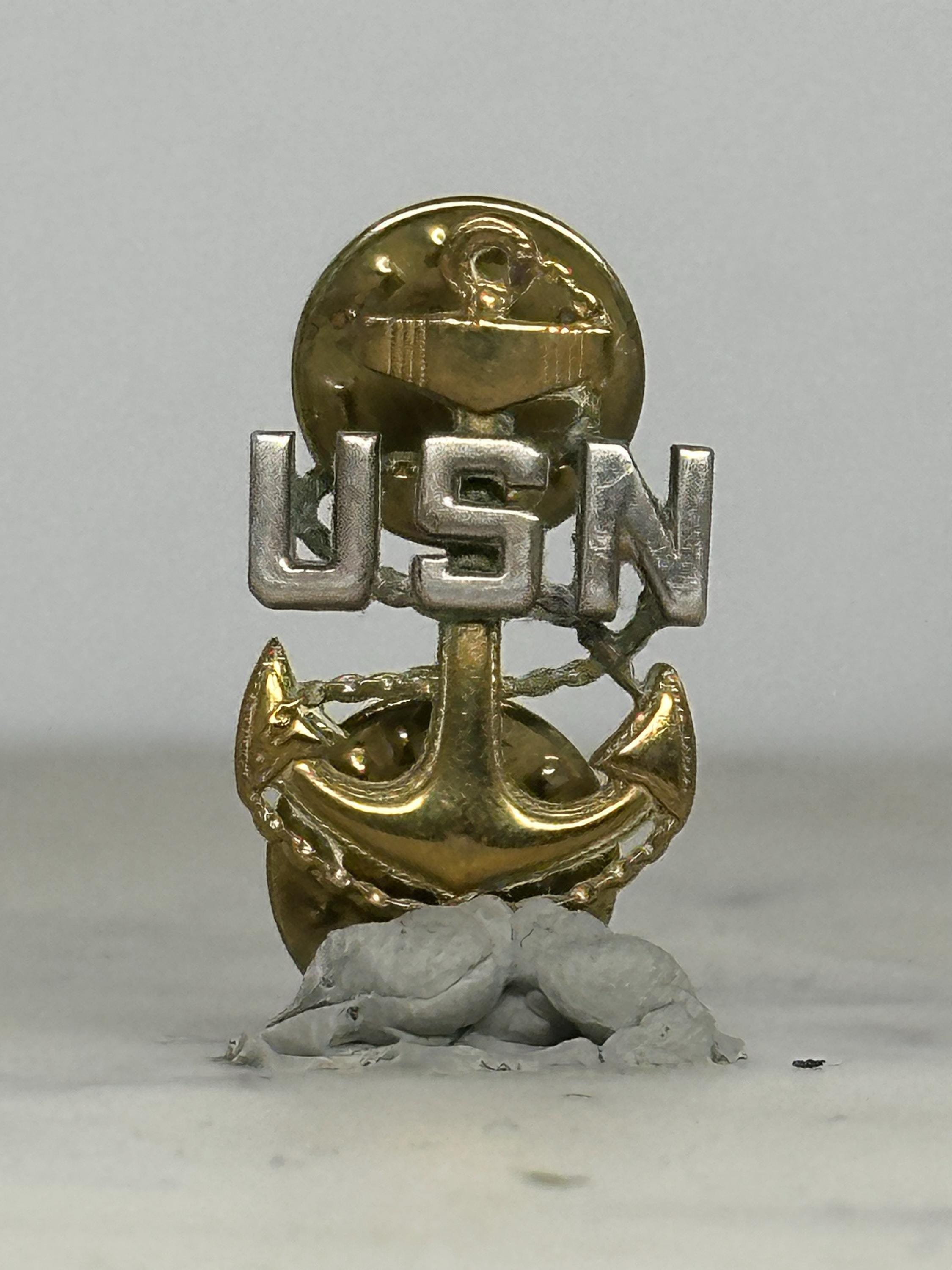 US Navy Anchor Pin: Gold & Silver Finish - Military Accessory
