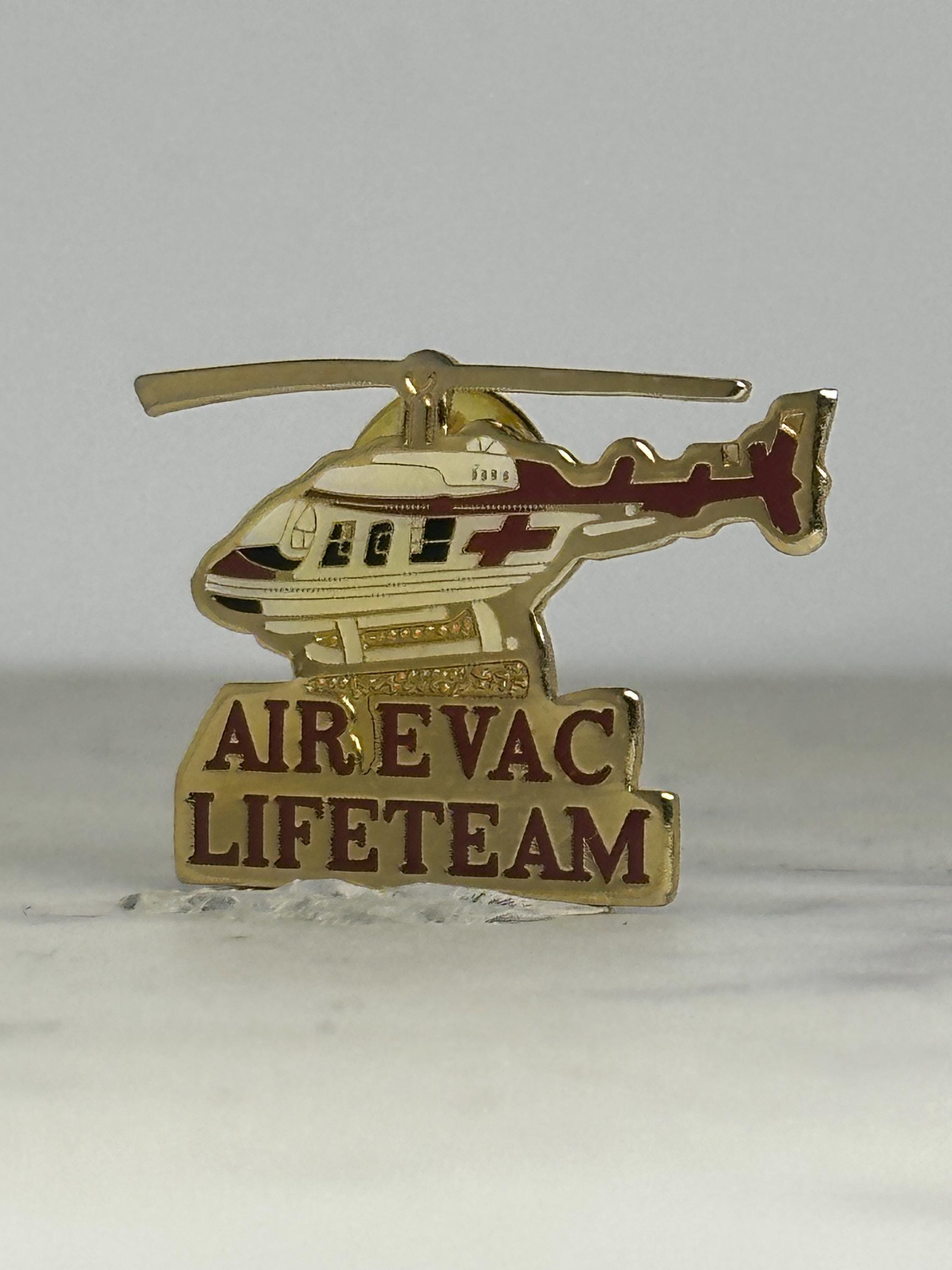 Air Evac Lifeteam Helicopter Pin: Gold Red Enamel - Medical Service Accessory