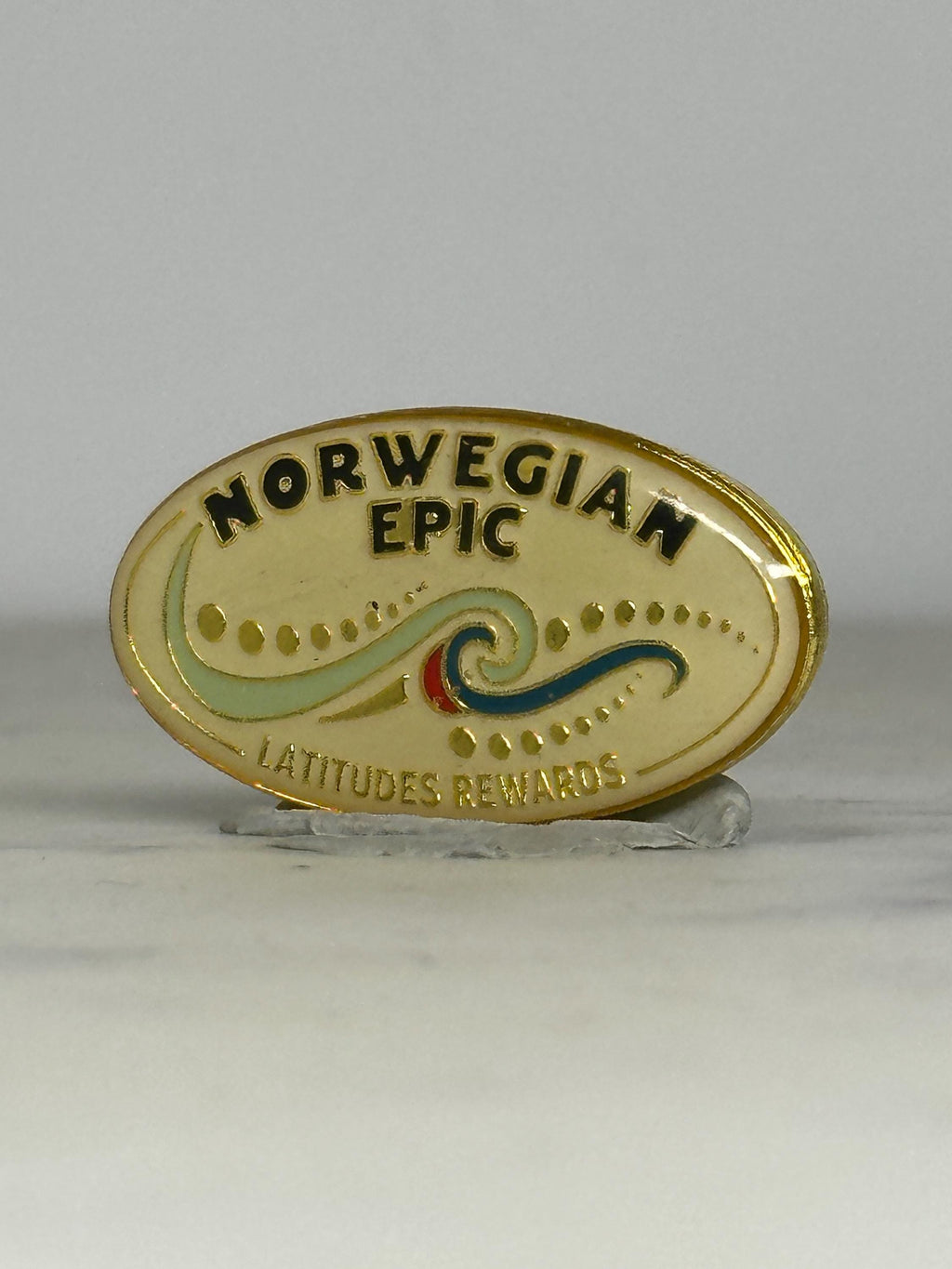 Norwegian Epic Cruise Pin: Gold Tone Enamel - Travel Rewards Accessory