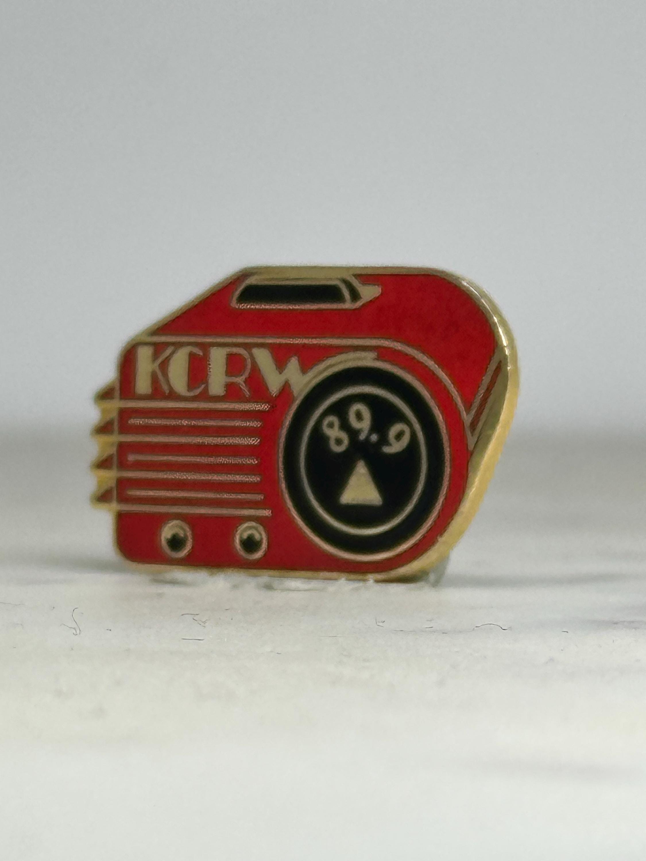 KCRW Radio Enamel Pin: Retro Red Gold Finish - Music Collectible Accessory