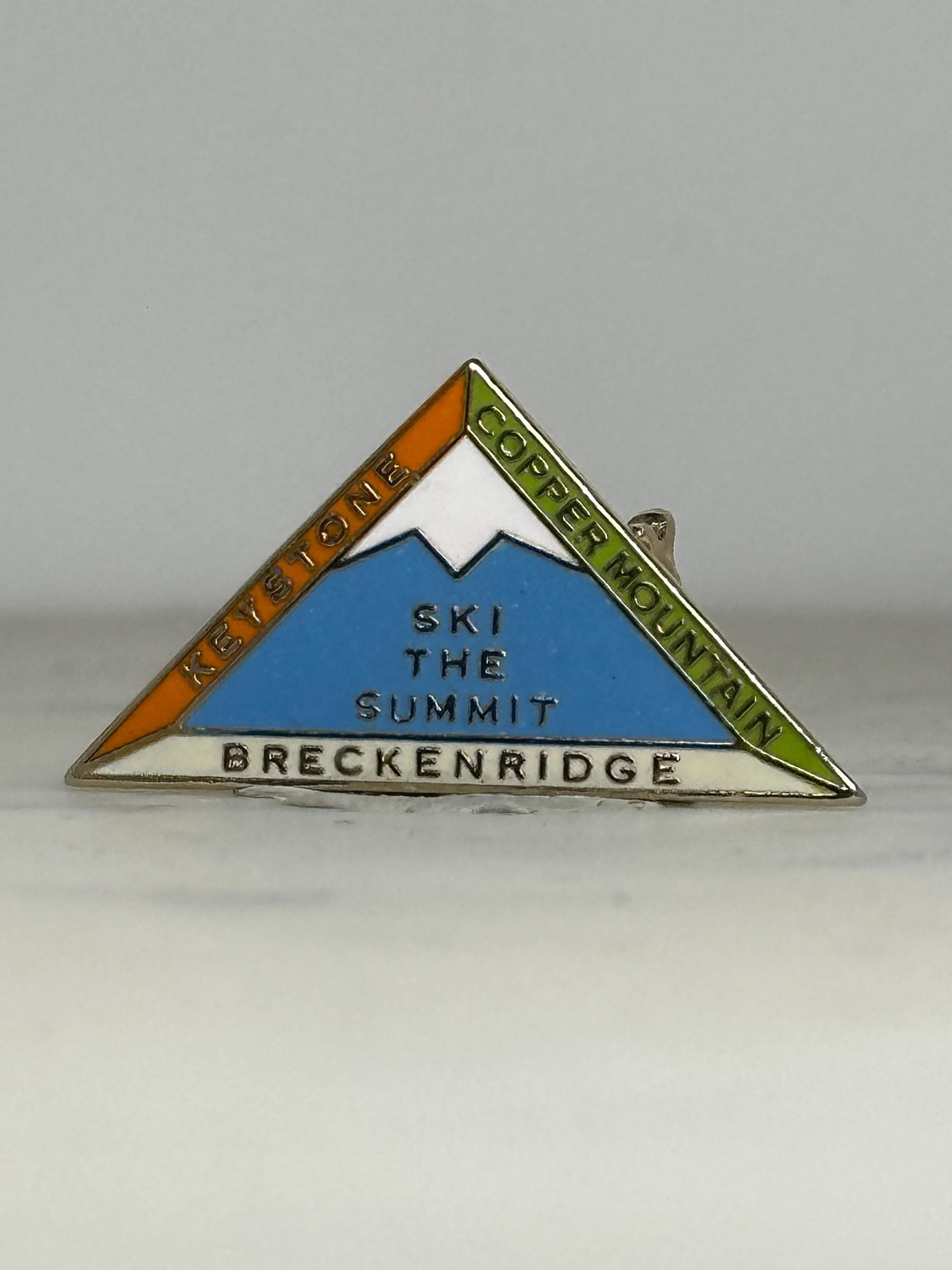 Breckenridge Ski Summit Pin: Triangular Enamel - Vintage Colorado Accessory
