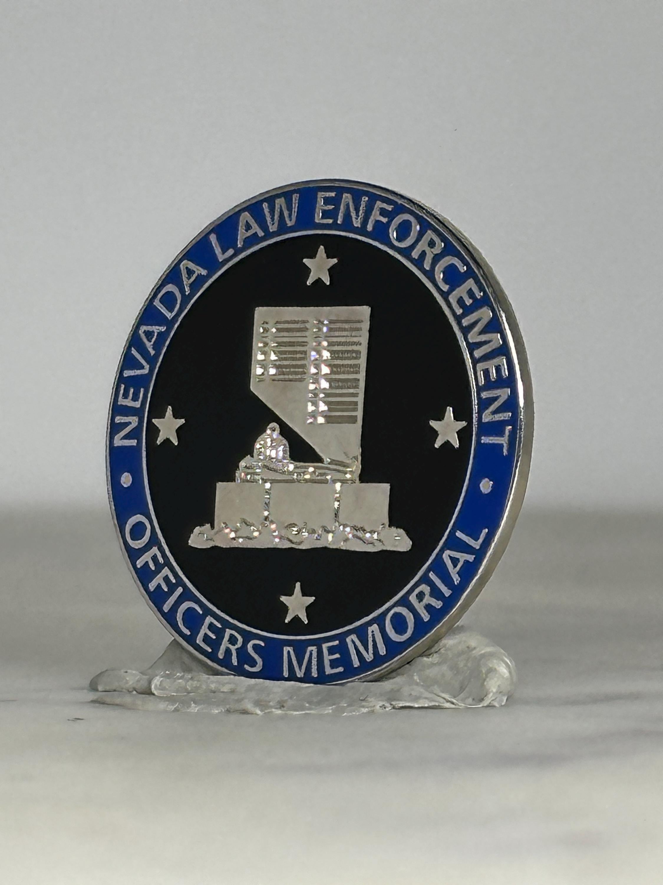 Nevada Law Enforcement Memorial Pin: Black Silver Blue - Tribute Accessory