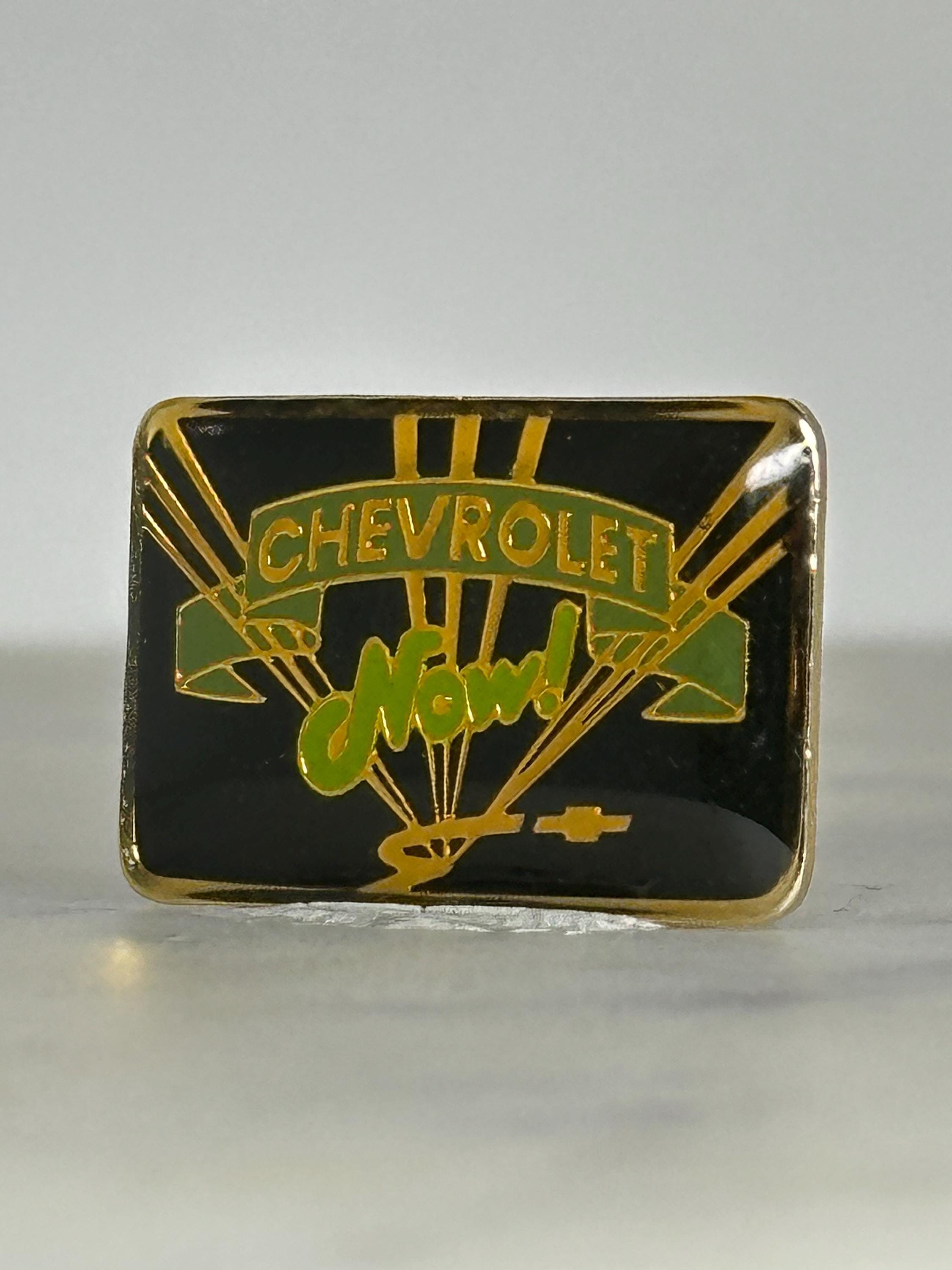 Chevrolet Logo Enamel Pin: Black & Gold - Vintage Auto Accessory