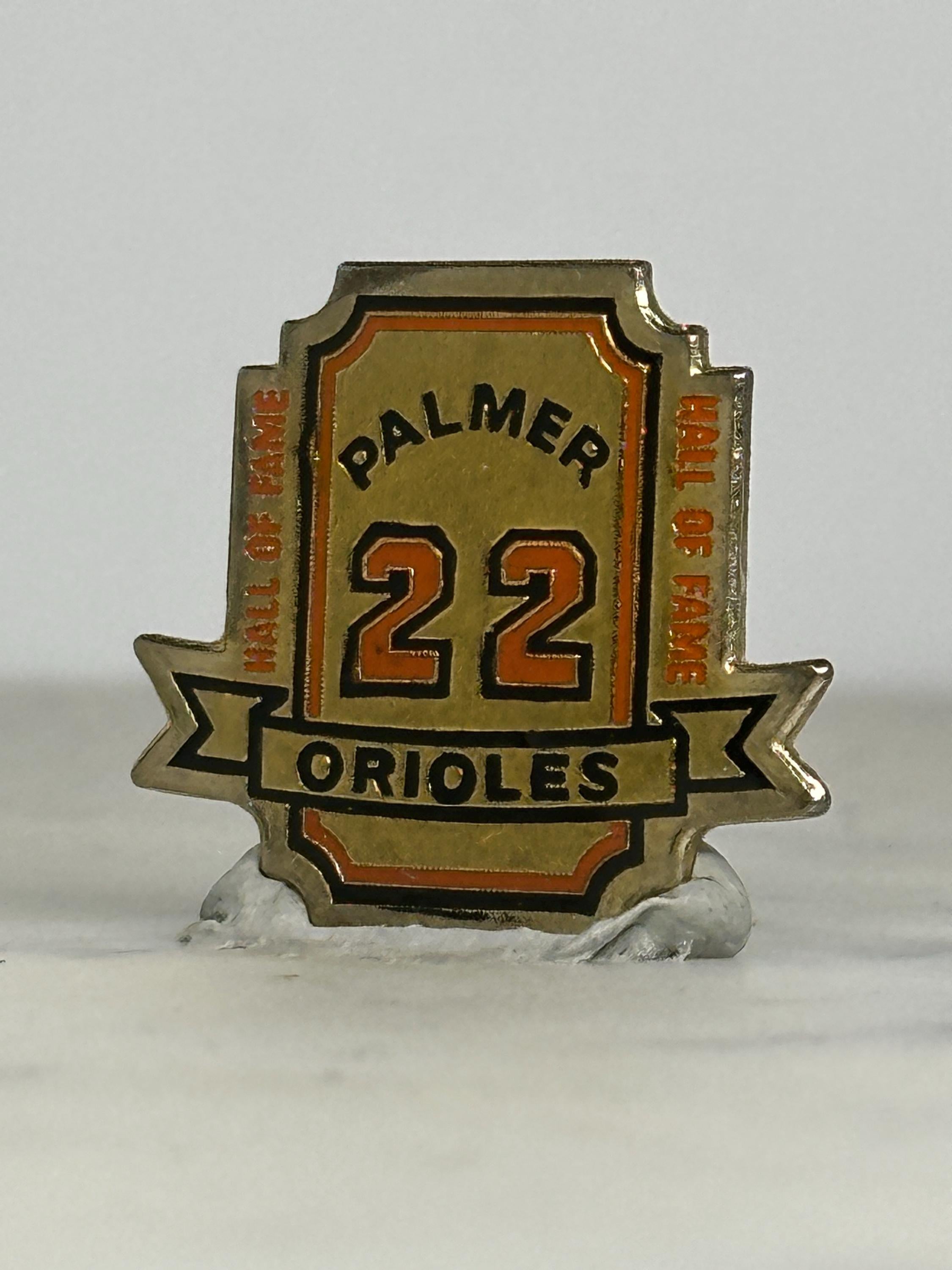 Palmer Orioles Enamel Pin: Gold & Orange Hall of Fame - Vintage Sports Accessory