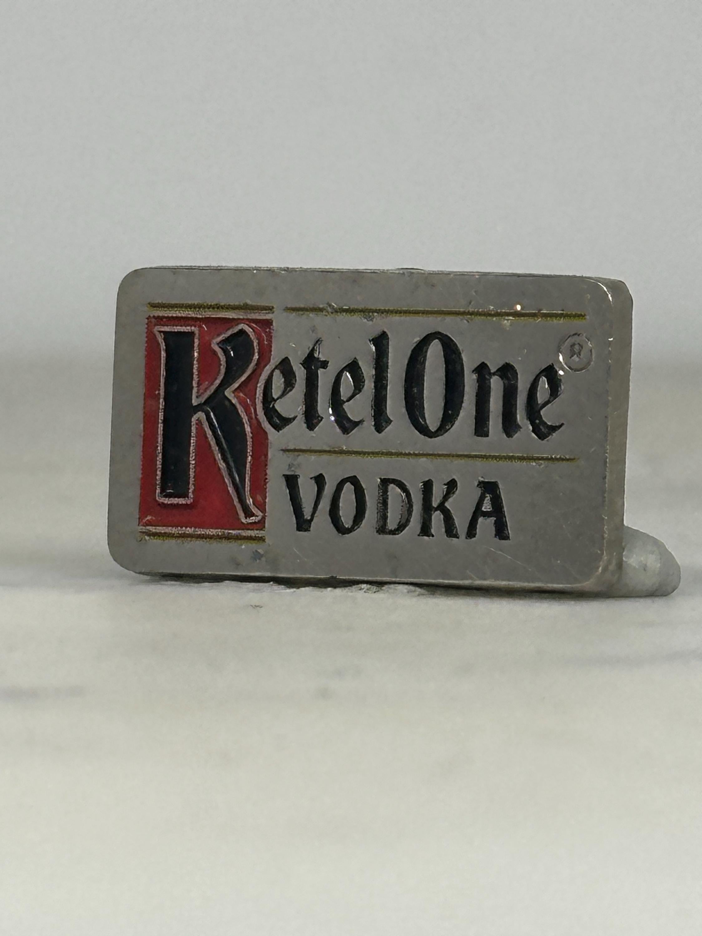 Ketel One Vodka Pin: Silver Enamel Logo - Vintage Barware Accessory