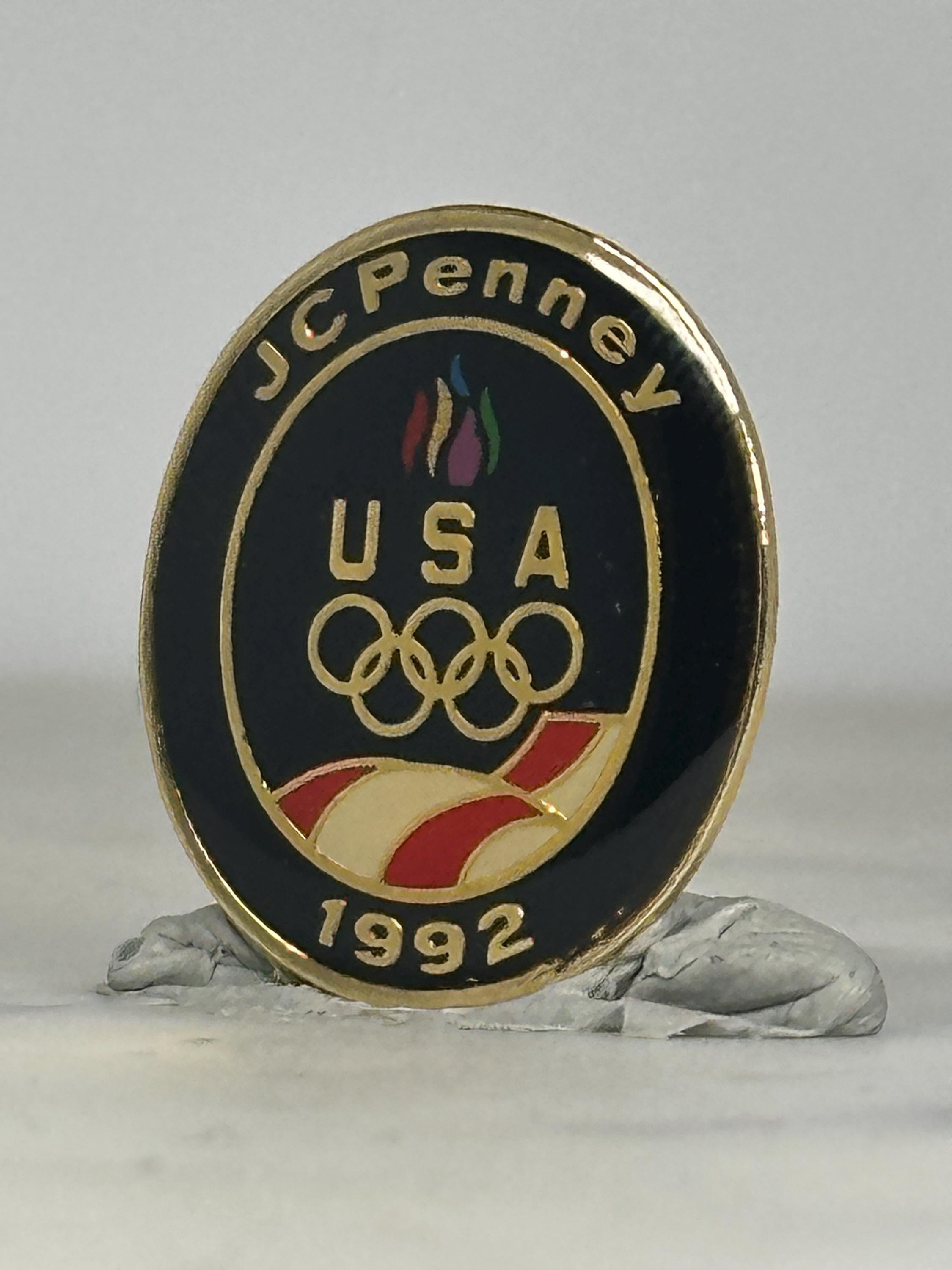 1992 USA Olympic Pin: Black Enamel Gold Trim - Vintage Team USA Accessory