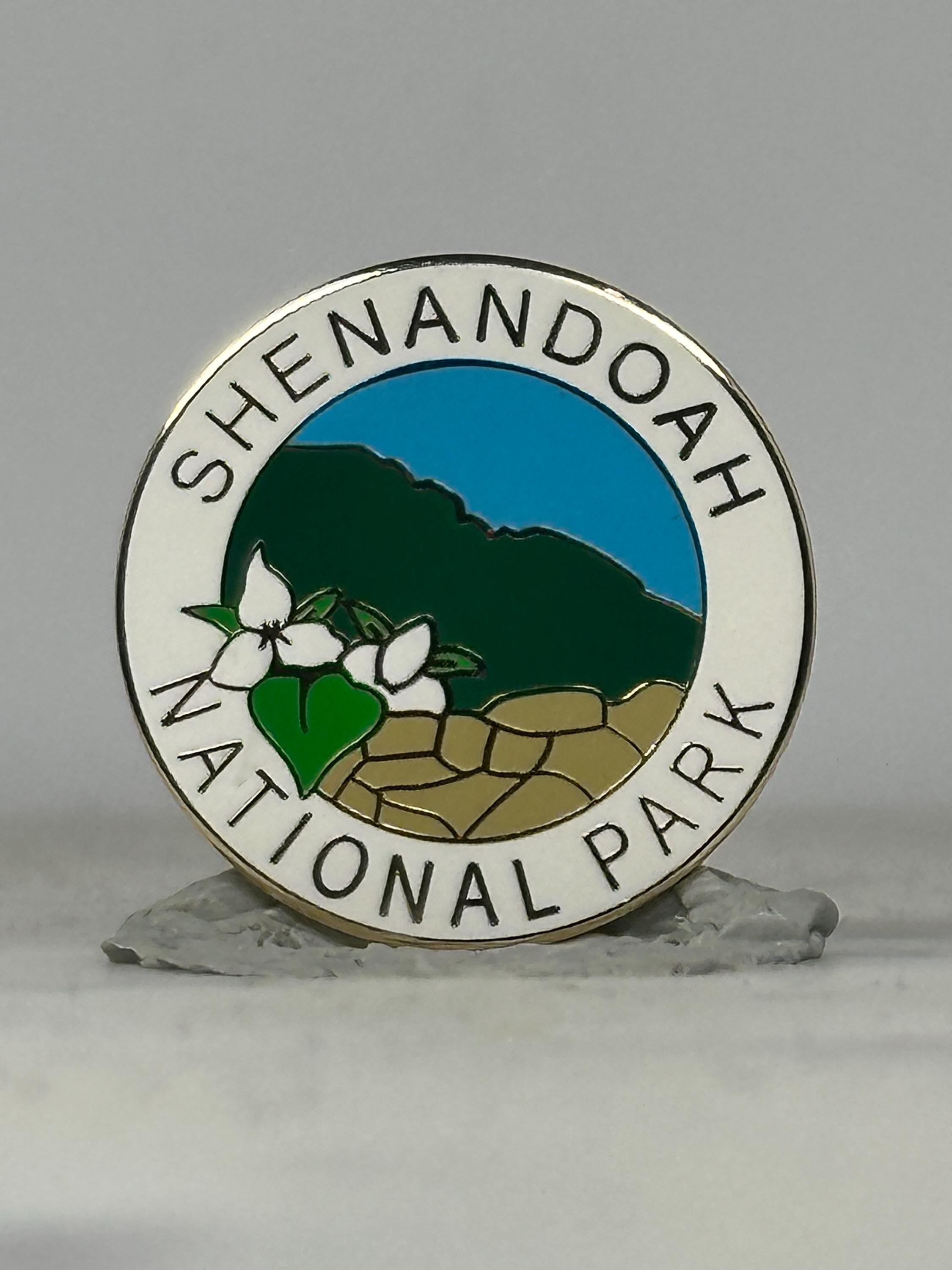 Shenandoah National Park Pin: White Enamel Finish - Nature Travel Accessory