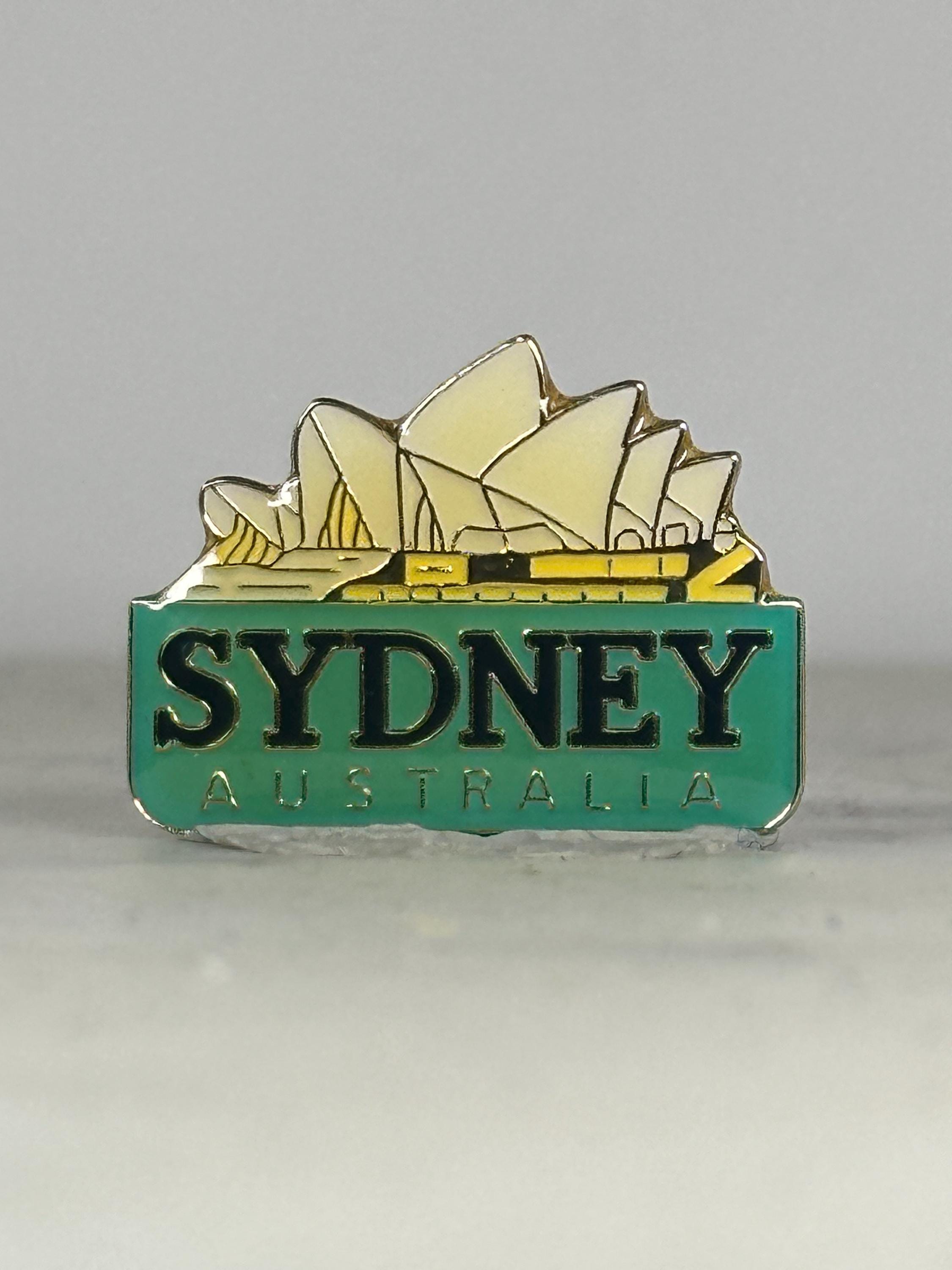 Sydney Australia Enamel Pin: Gold & Green Finish - Travel Souvenir Accessory