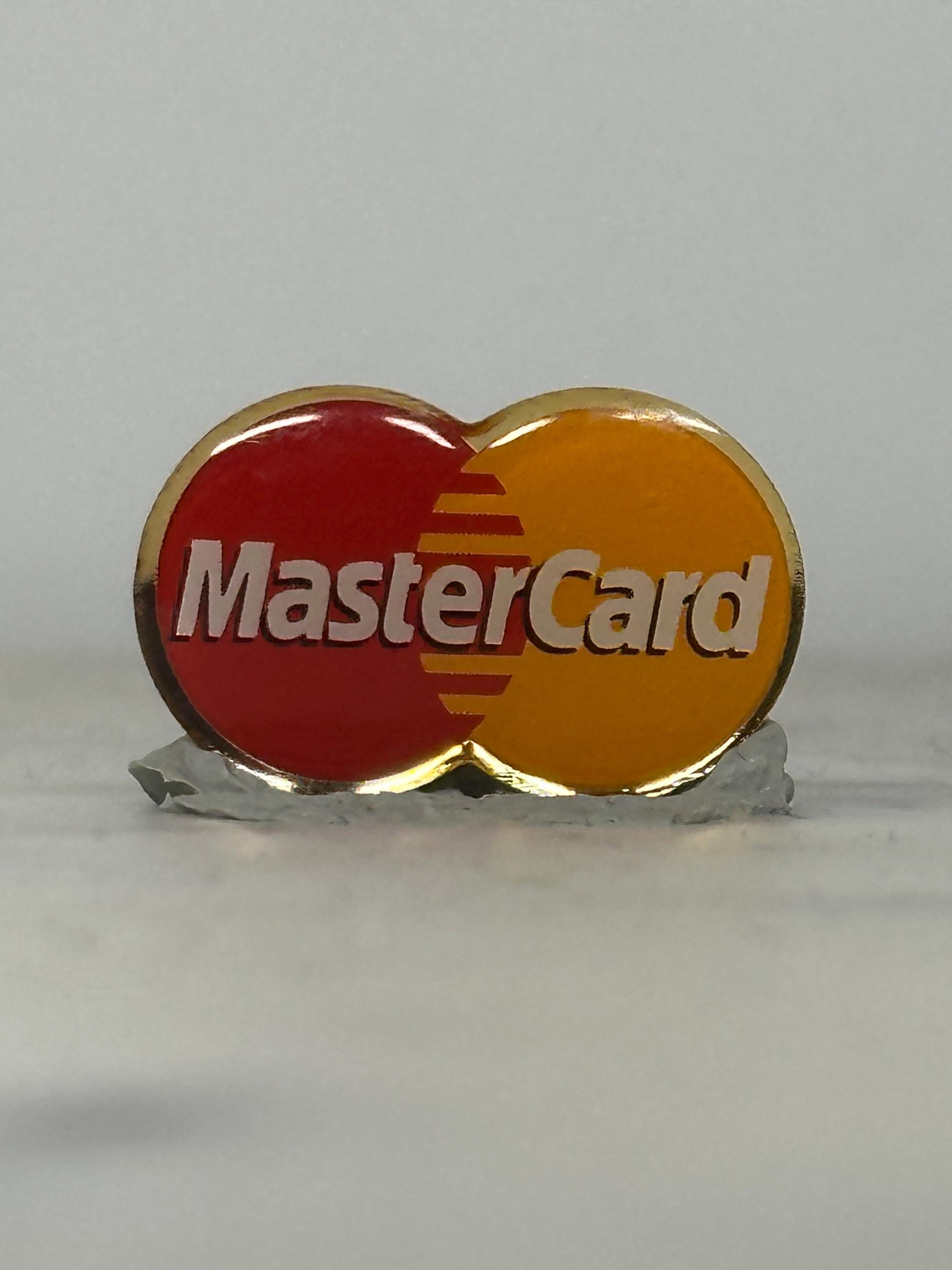 MasterCard Logo Pin: Red & Yellow Enamel - Vintage Corporate Accessory