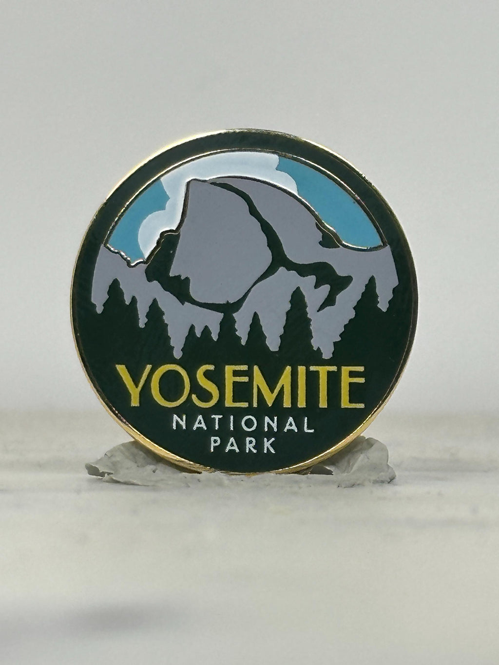 Yosemite National Park Pin: Round Enamel Gold Trim - Nature Explorer Accessory