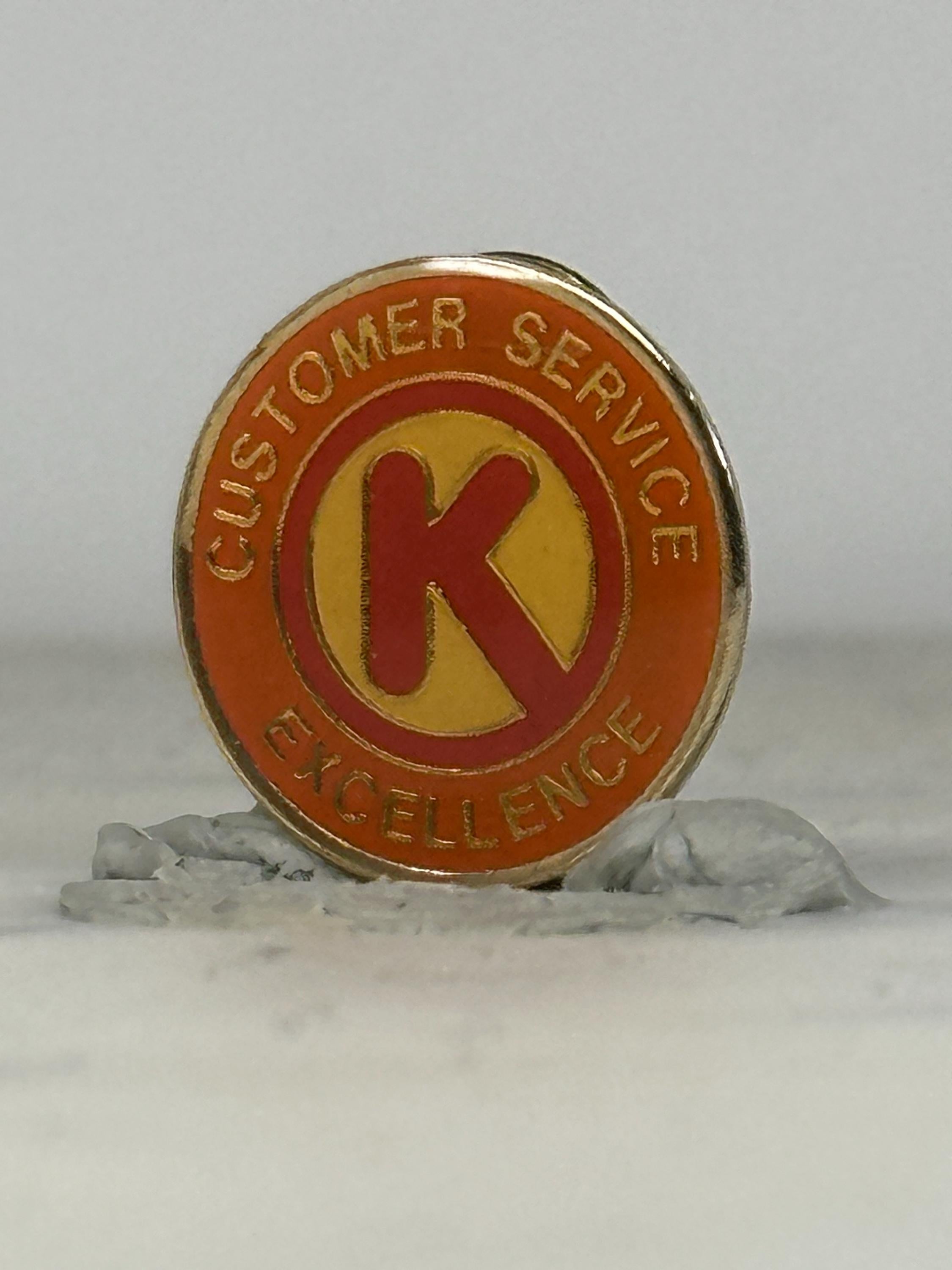 Circle K Customer Service Pin: Red Yellow Enamel - Vintage Company Accessory