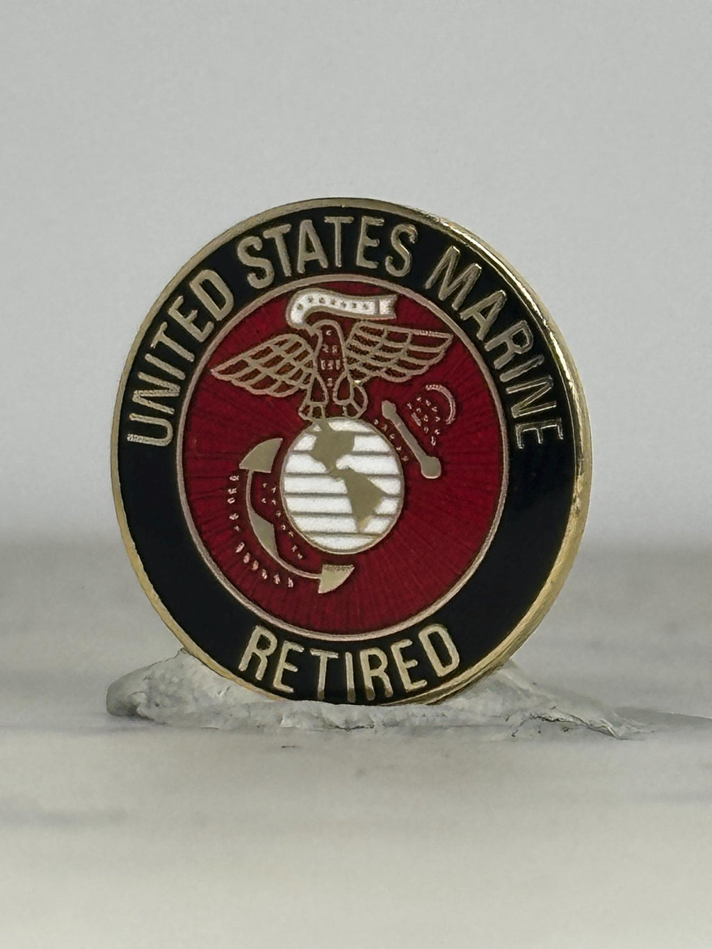 US Marine Corps Retired Pin: Gold & Red Enamel - Military Tribute Accessory