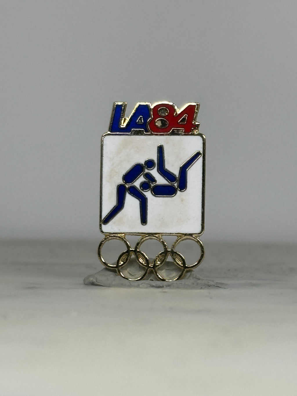 LA 1984 Olympic Judo Pin: Red White Blue Enamel - Vintage Sports Accessory