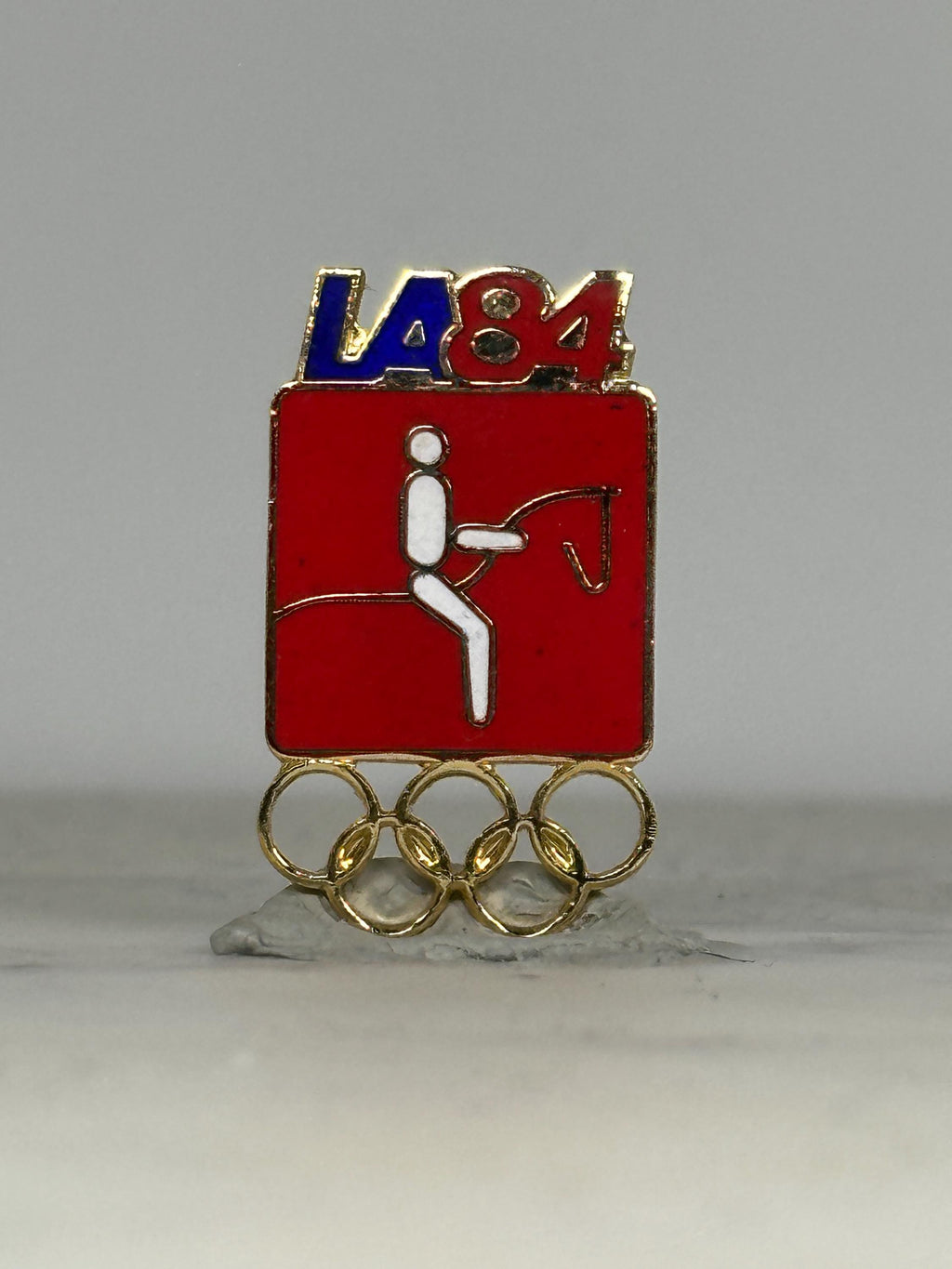 LA84 Olympic Equestrian Pin: Red Gold Enamel - 1984 Sports Accessory