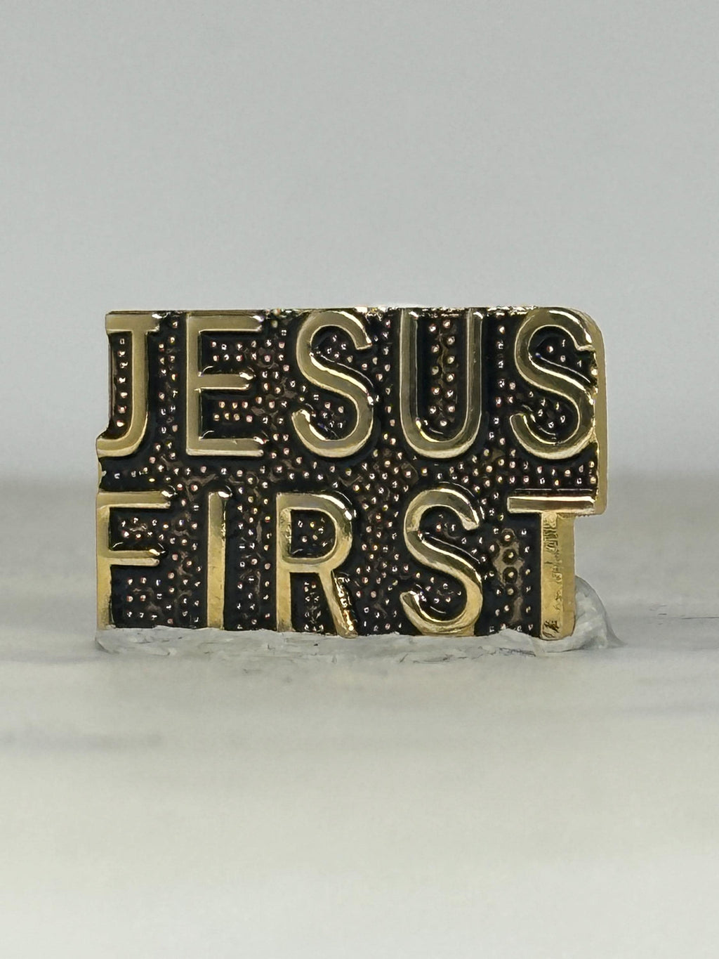 Jesus First Enamel Pin: Textured Gold Tone - Faith-Based Accessory