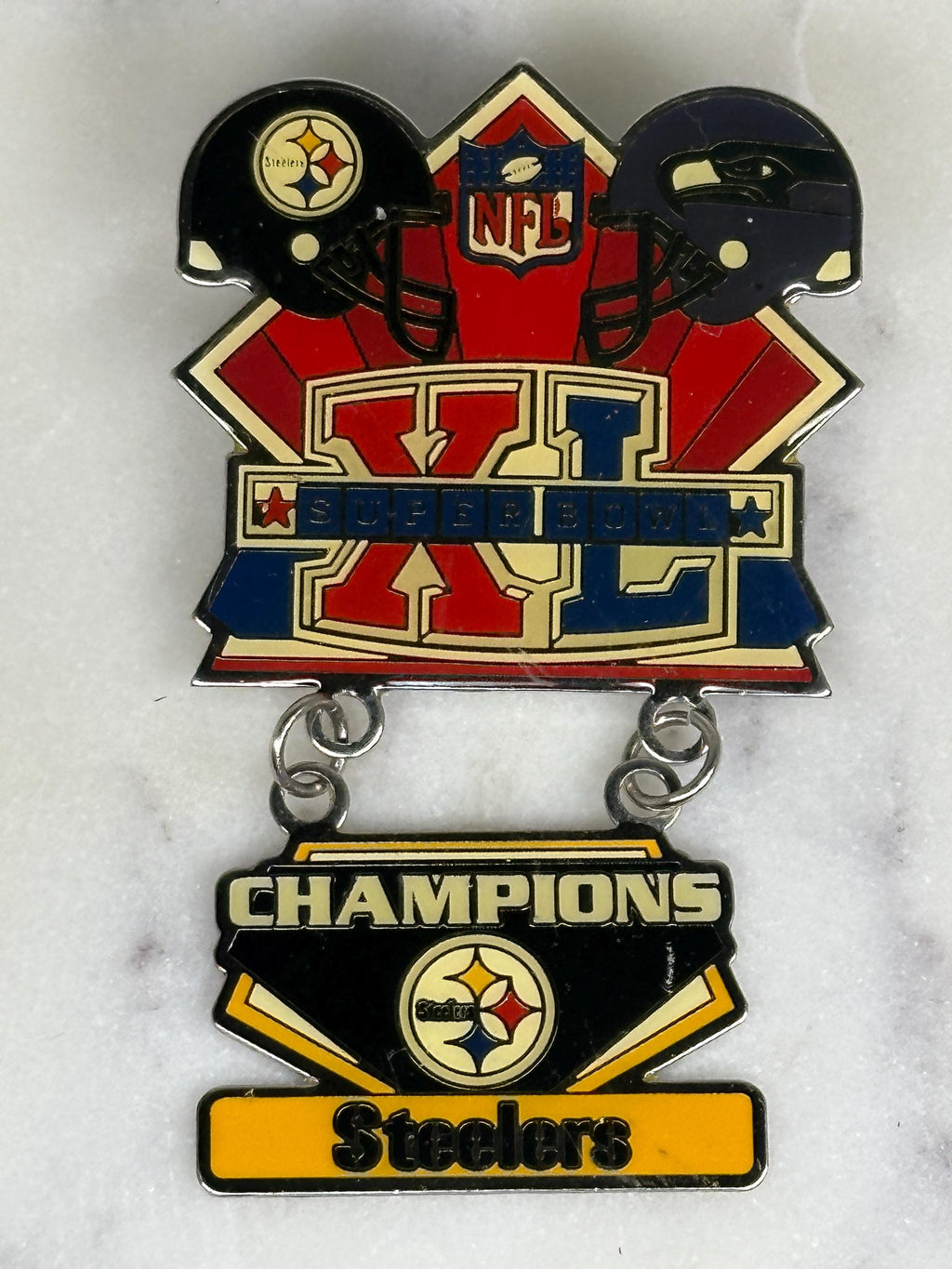 Super Bowl XL Steelers Pin: Red Blue Black Enamel - 2006 NFL Champions Accessory