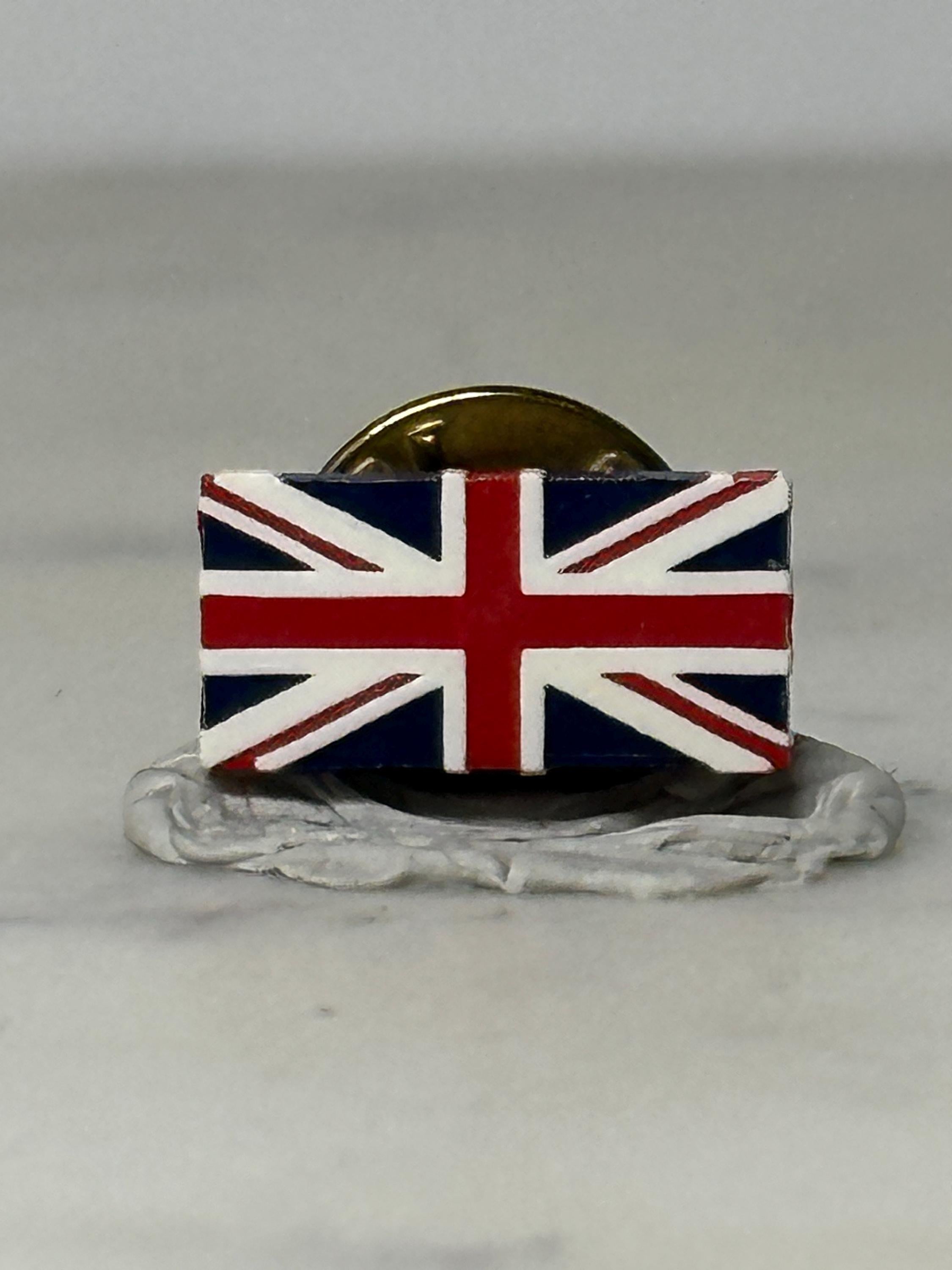 UK Union Jack Flag Lapel Pin: Red White Blue Enamel - Vintage Travel Accessory