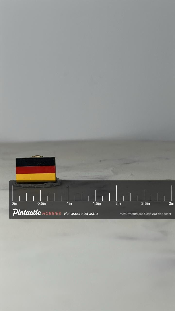 Germany Flag Pin: Glossy Enamel Finish - Travel Souvenir Accessory with ruler overlay for size reference