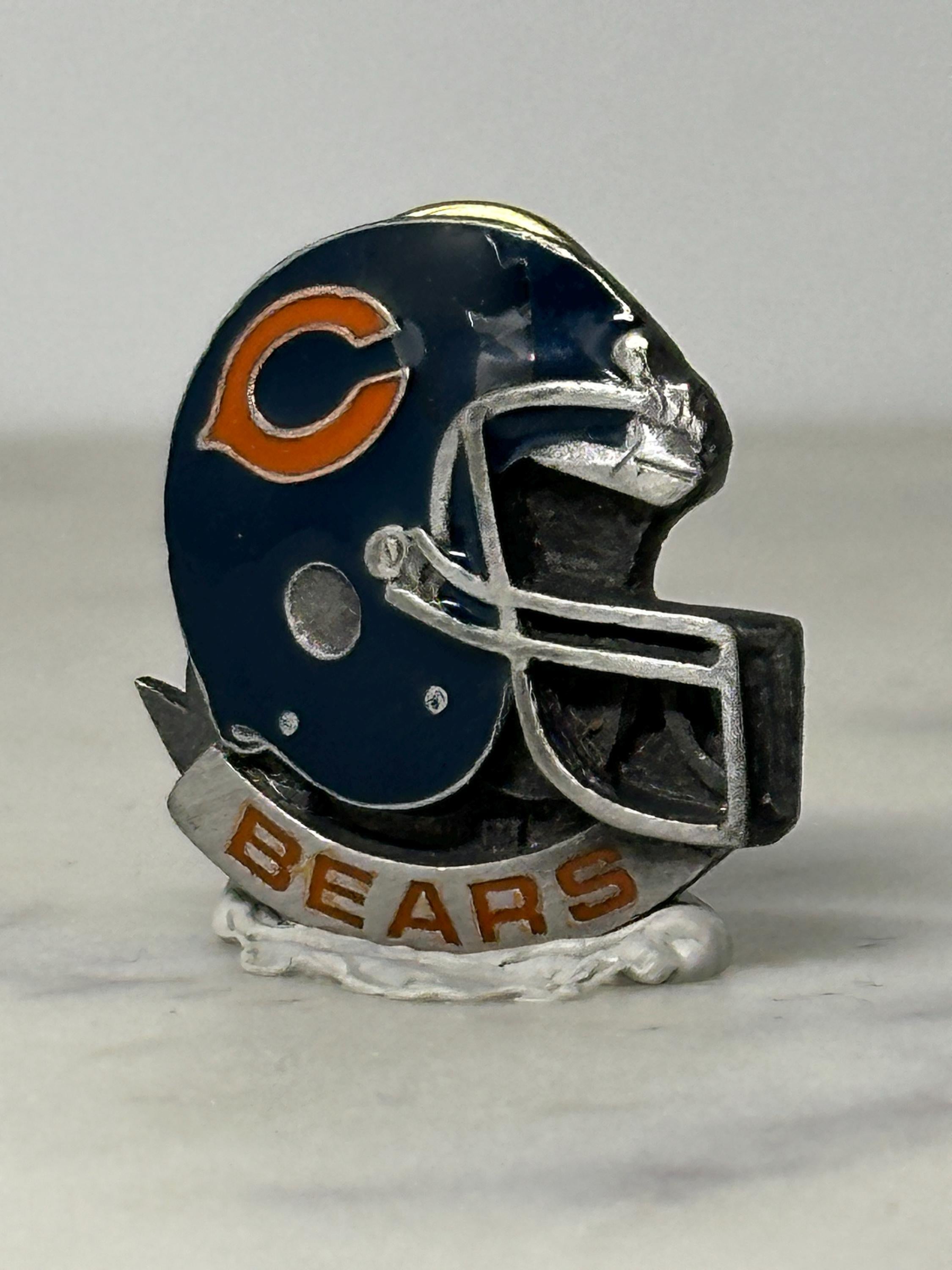 Chicago Bears Helmet Pin: Navy & Silver Enamel - Vintage NFL Accessory