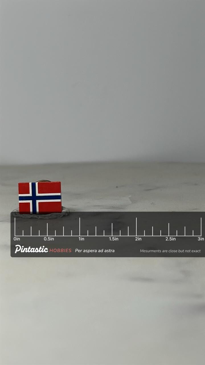 Norway Flag Pin: Red White Blue Enamel - Travel Souvenir Accessory with ruler overlay for size reference