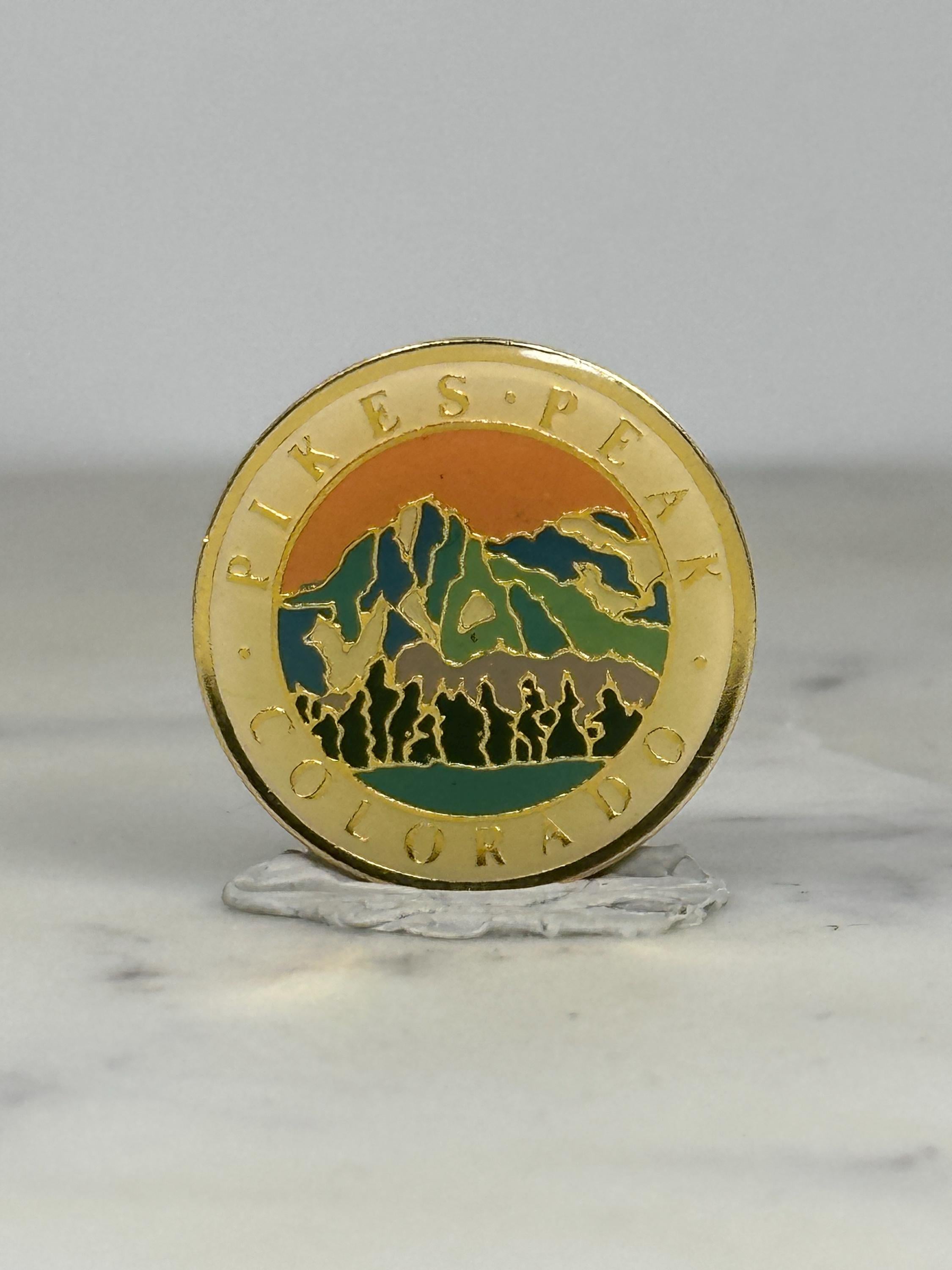 Pikes Peak Colorado Pin: Gold Enamel Finish - Scenic Souvenir Accessory