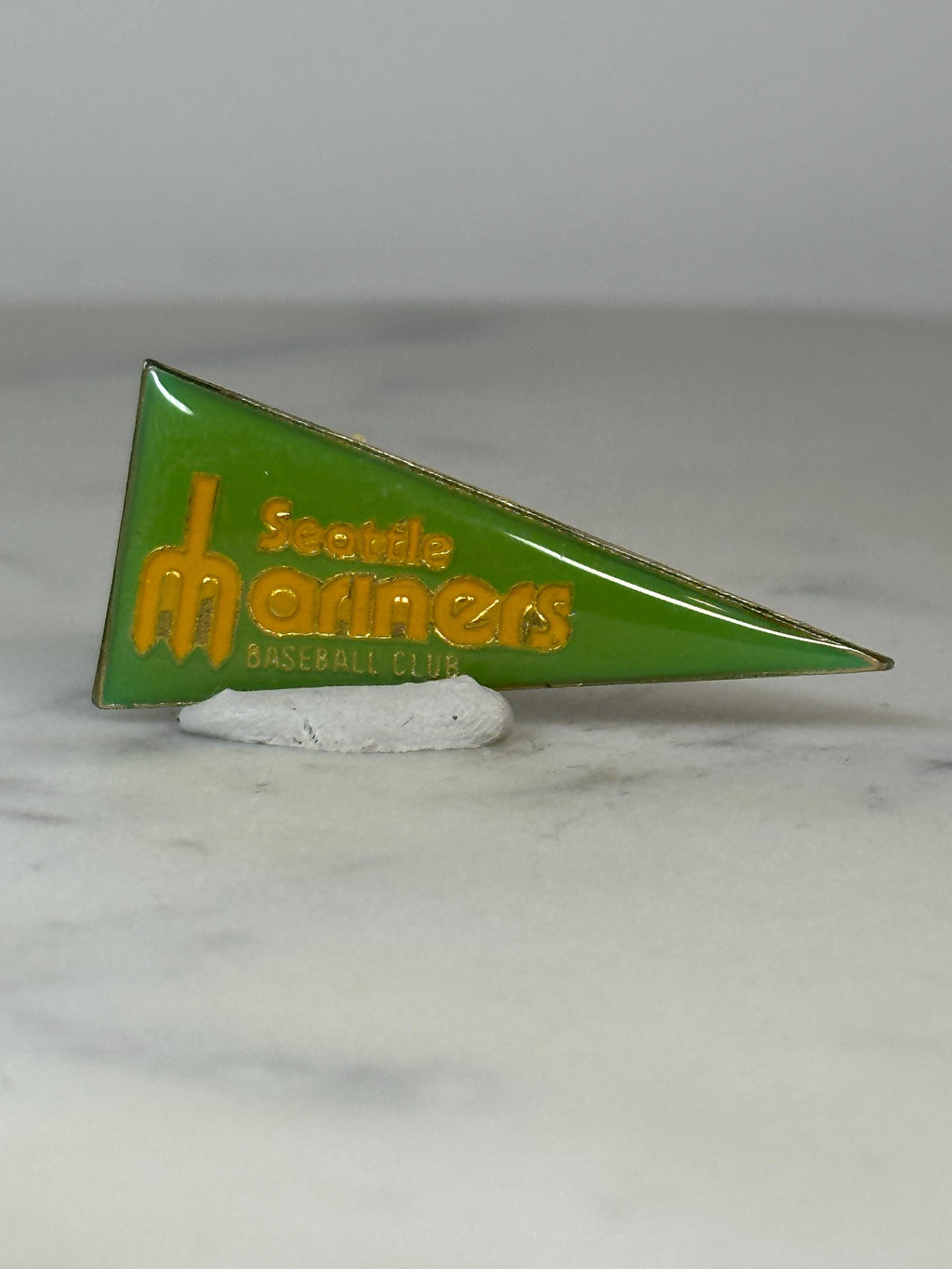 Seattle Mariners Pennant Pin: Green Gold Enamel - Vintage Sports Accessory
