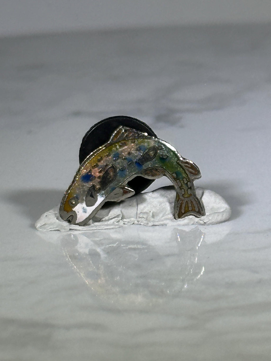 Trout Fish Lapel Pin: Enamel Finish - Vintage Outdoor Accessory