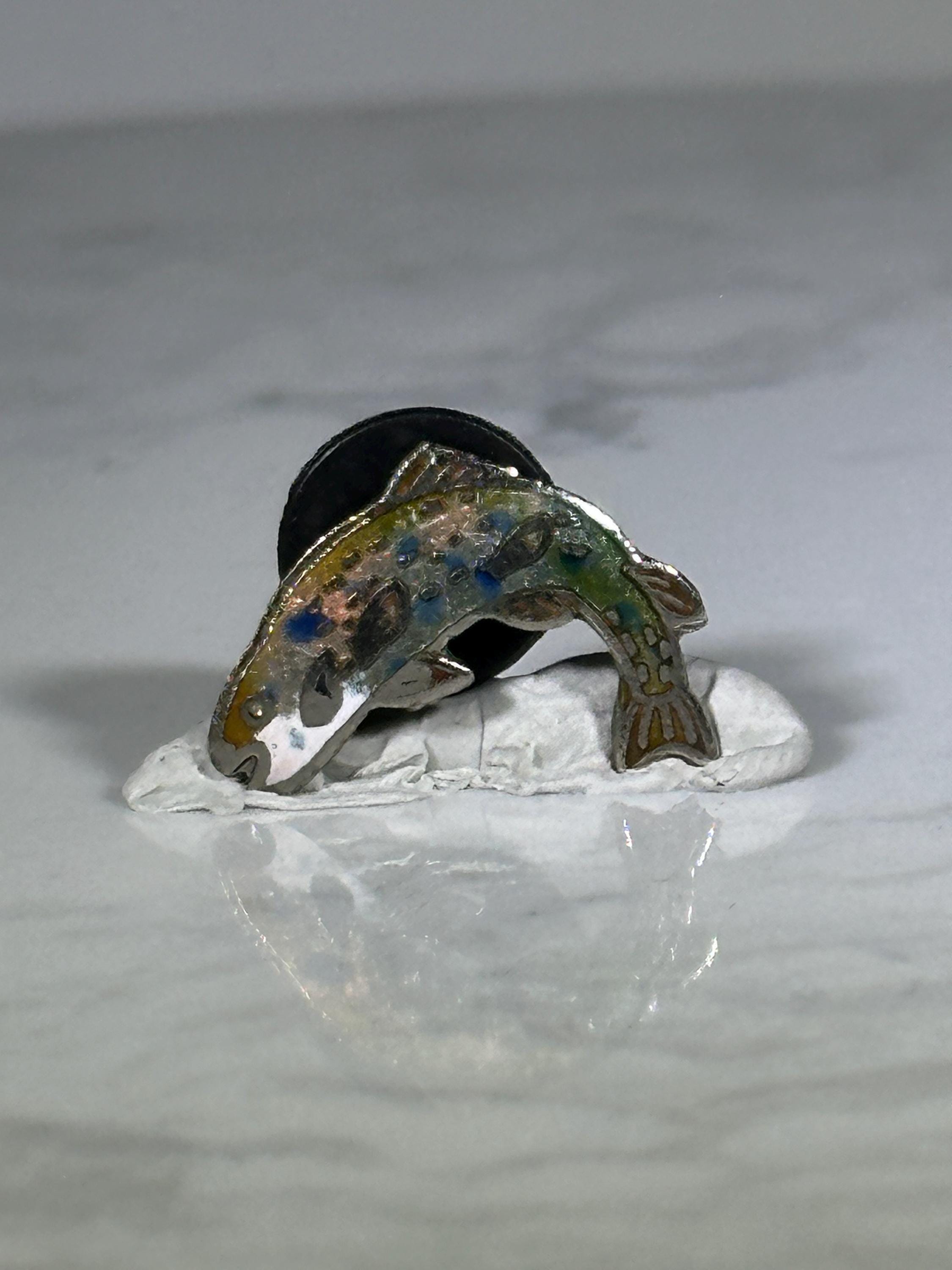 Trout Fish Lapel Pin: Enamel Finish - Vintage Outdoor Accessory