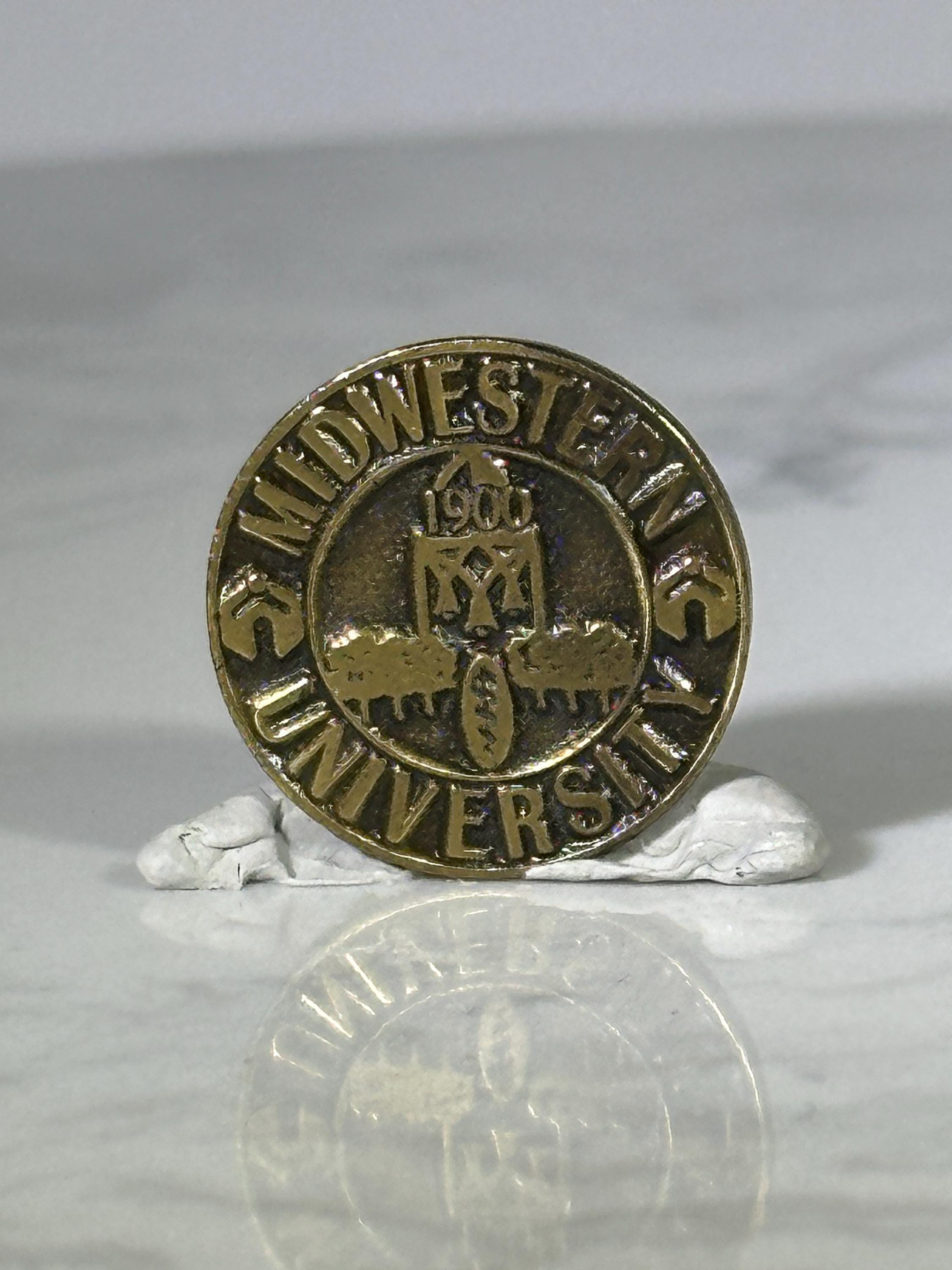 Midwestern University Pin: Gold Tone Finish - Vintage College Accessory