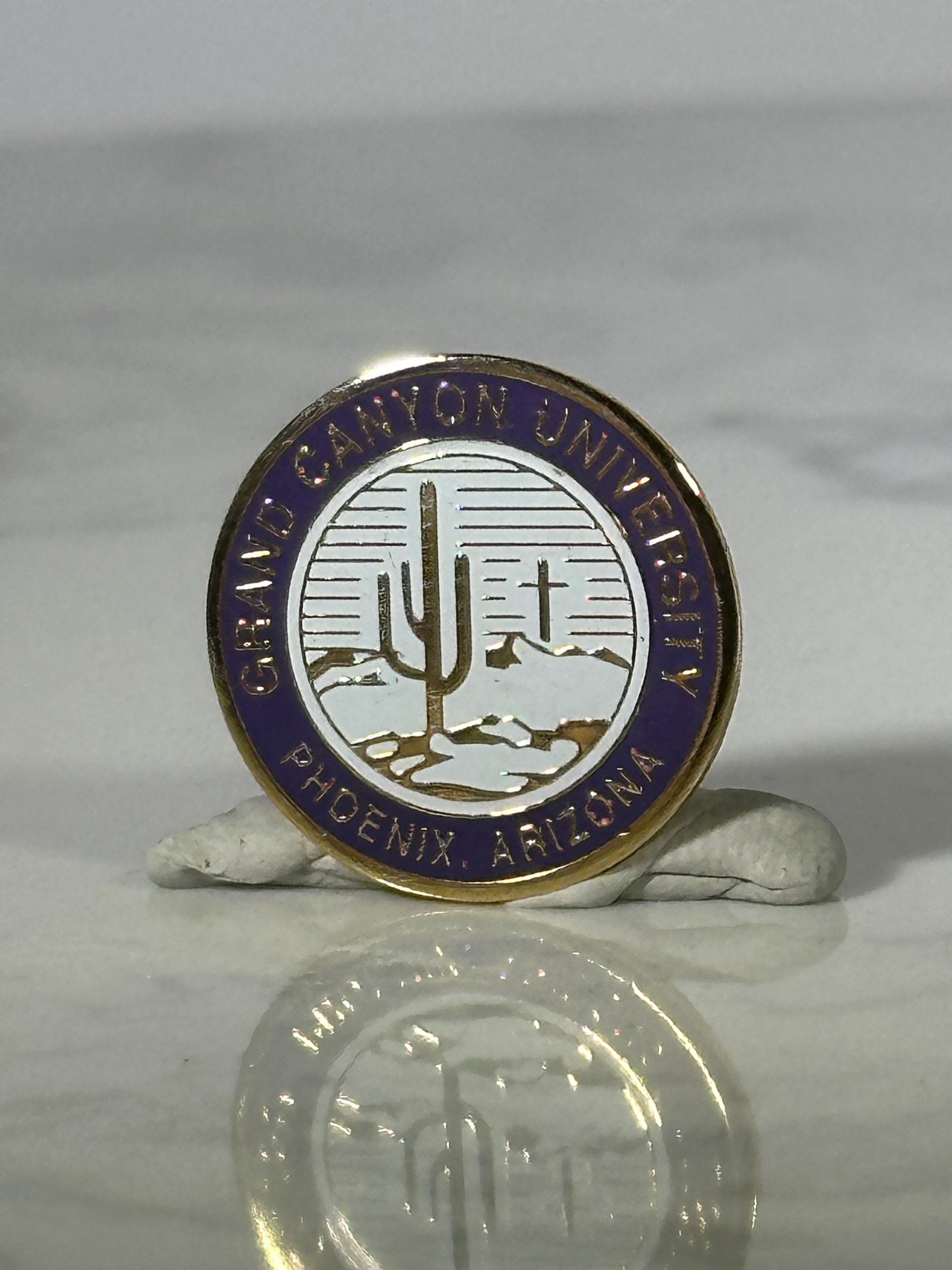 Grand Canyon University Pin: Gold & Purple Enamel - Vintage College Accessory